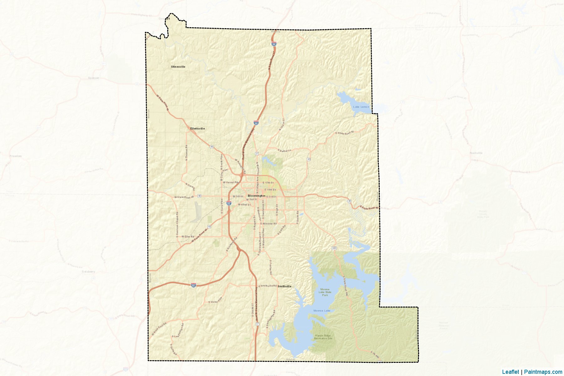 Muestras de recorte de mapas Monroe (Indiana)-2