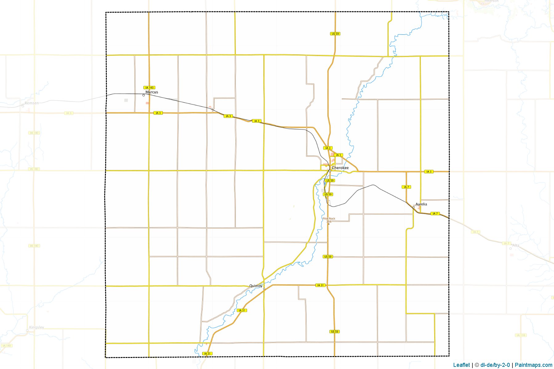 Muestras de recorte de mapas Cherokee (Iowa)-1