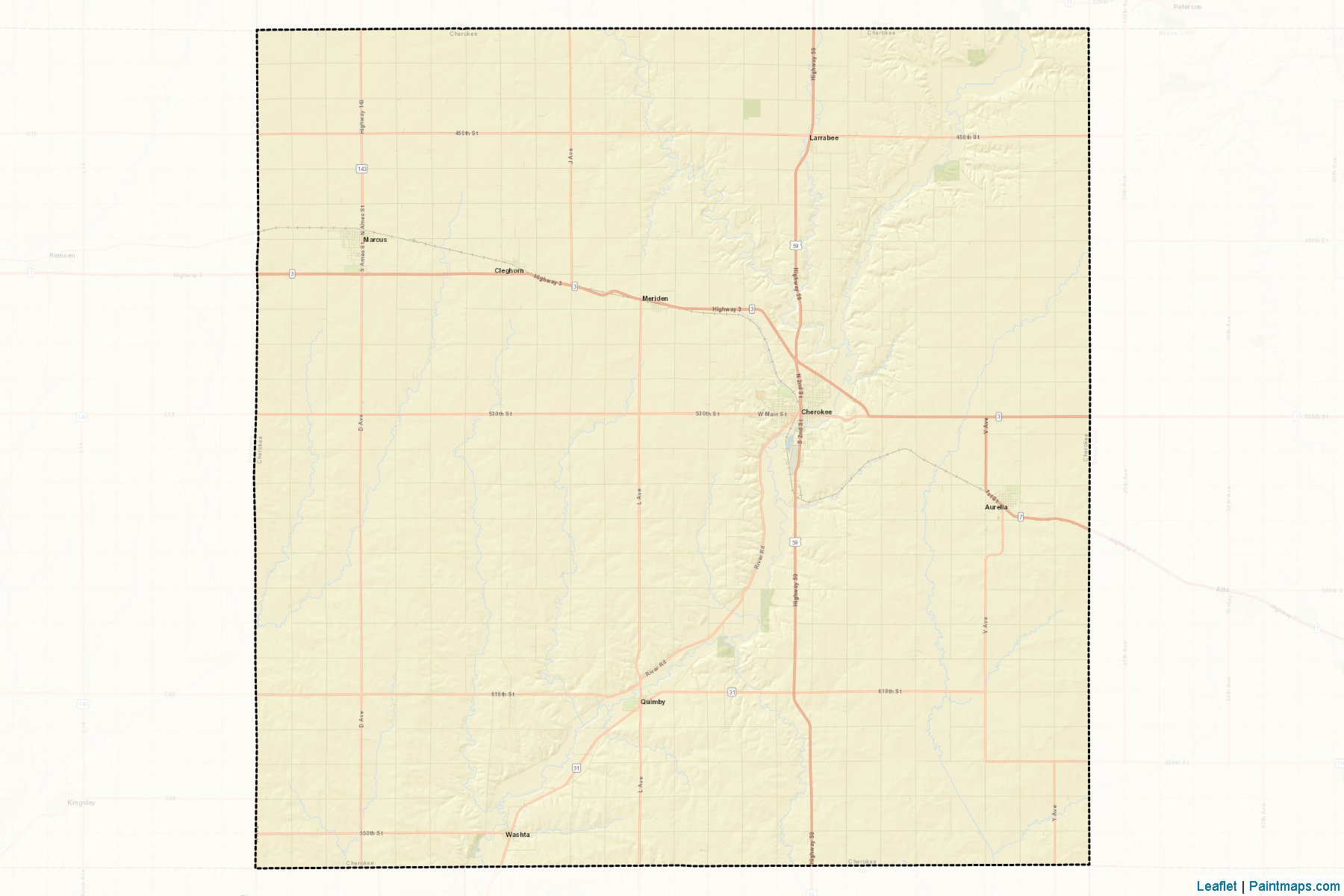 Muestras de recorte de mapas Cherokee (Iowa)-2