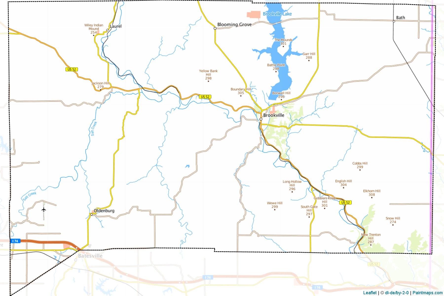 Muestras de recorte de mapas Franklin (Indiana)-1