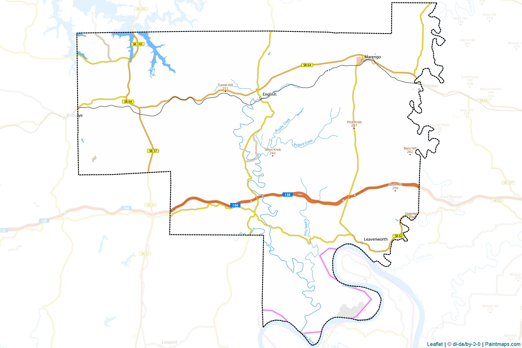 Muestras de recorte de mapas Crawford (Indiana)-1