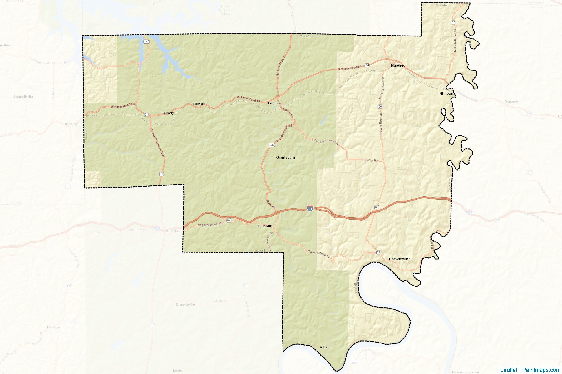 Muestras de recorte de mapas Crawford (Indiana)-2