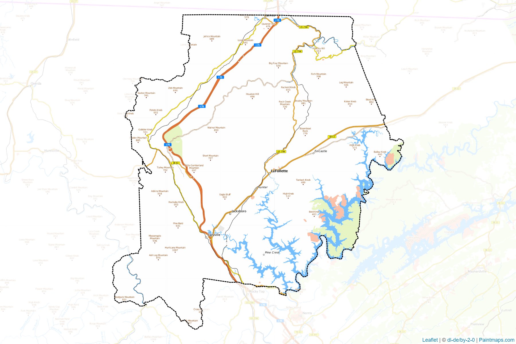 Muestras de recorte de mapas Campbell (Tennessee)-1