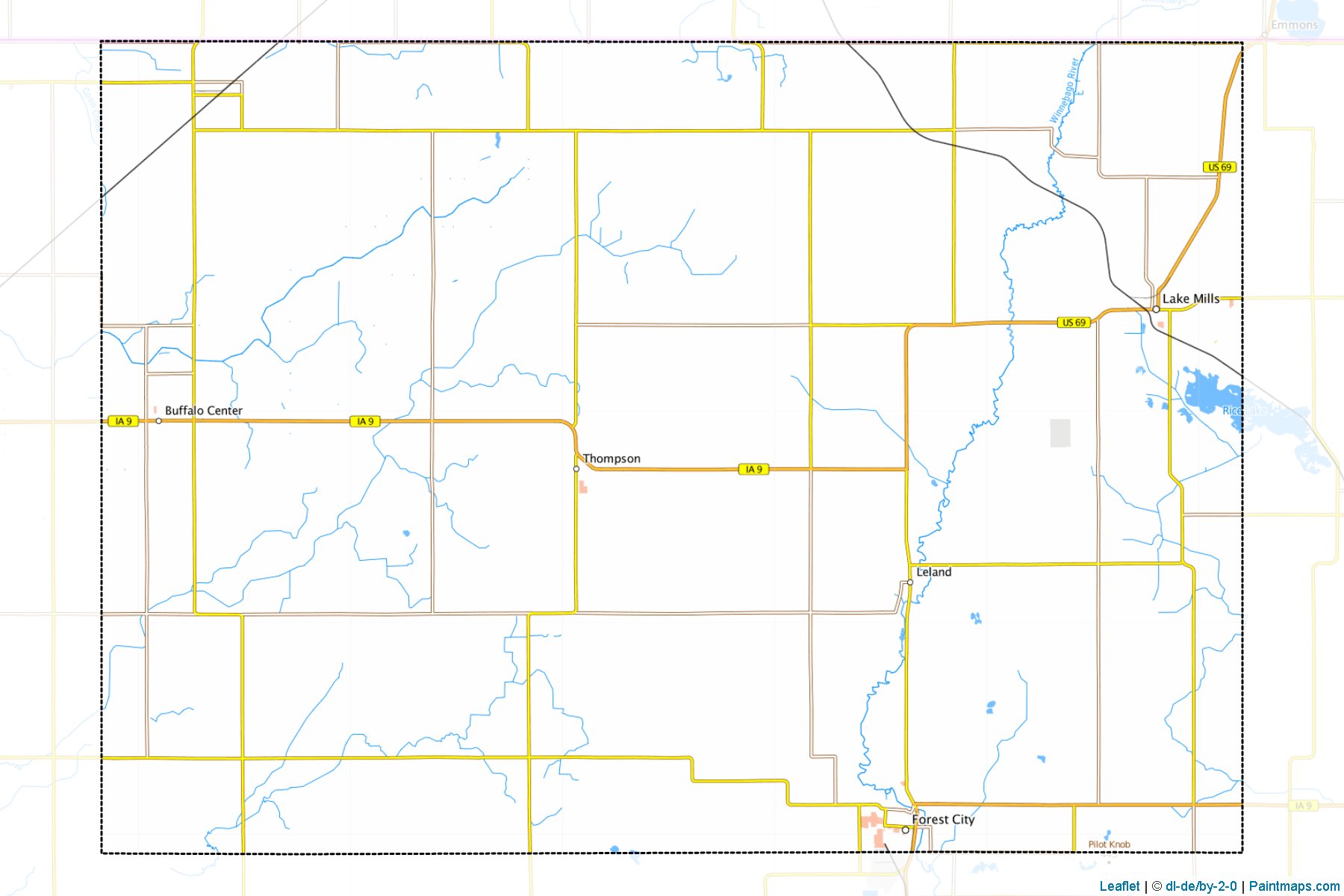 Muestras de recorte de mapas Winnebago (Iowa)-1