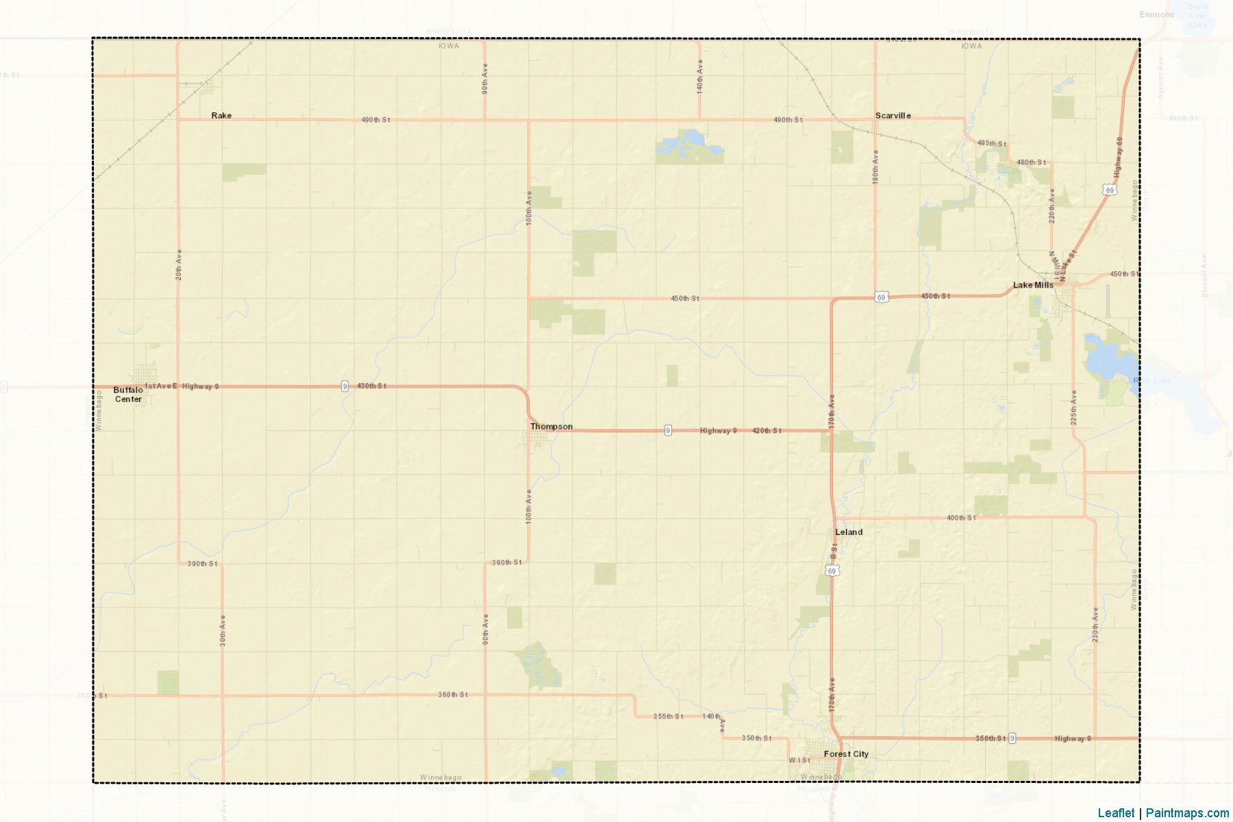 Muestras de recorte de mapas Winnebago (Iowa)-2