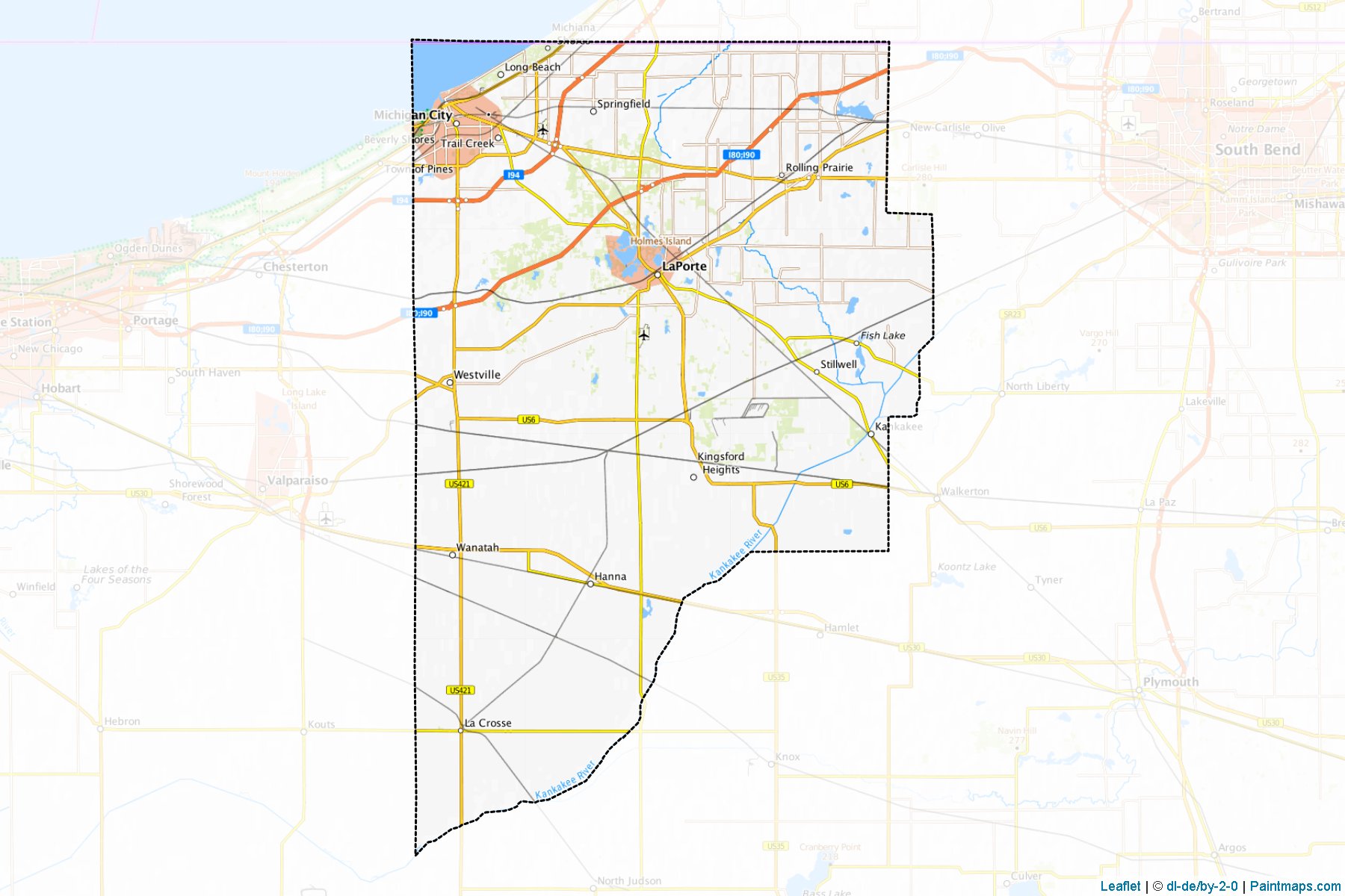 LaPorte County (Indiana) Haritası Örnekleri-1