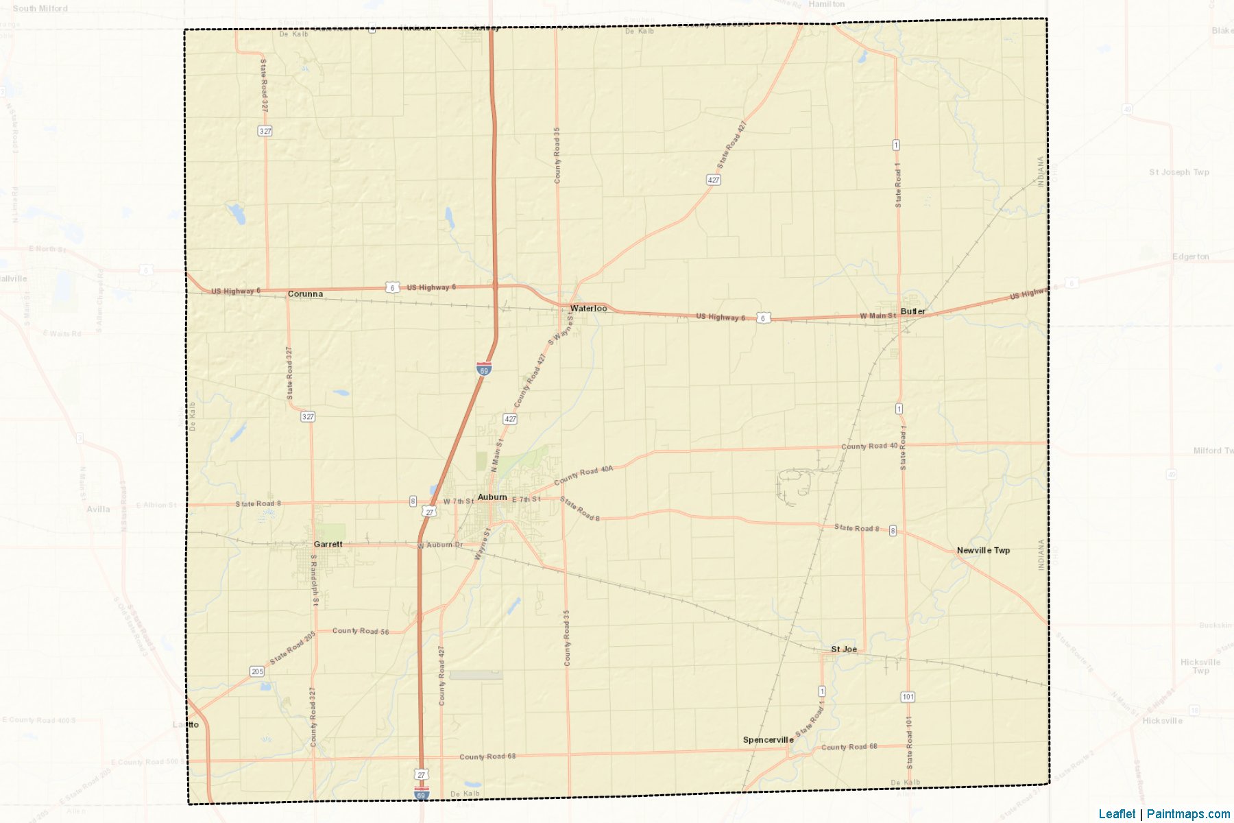 Muestras de recorte de mapas DeKalb (Indiana)-2