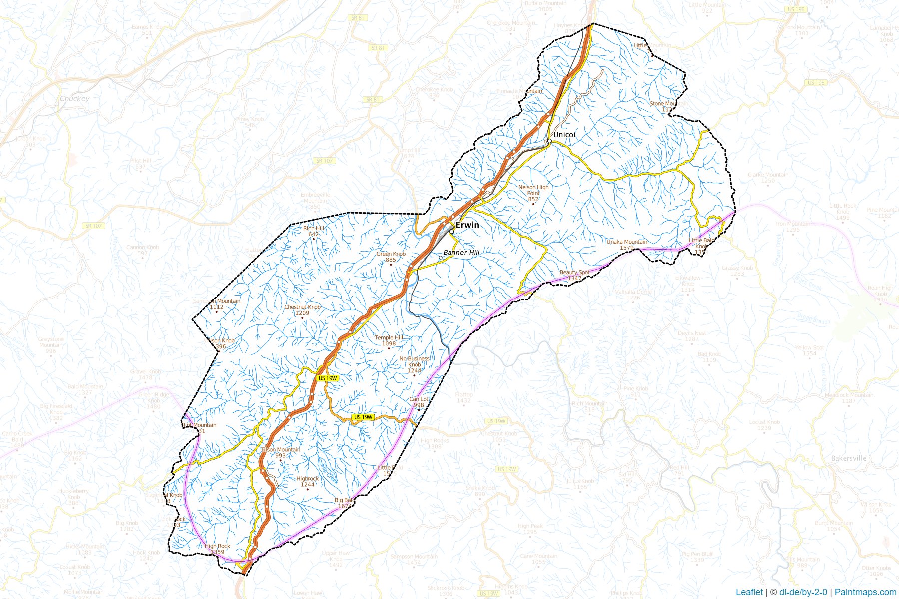 Unicoi (Tennessee) Haritası Örnekleri-1