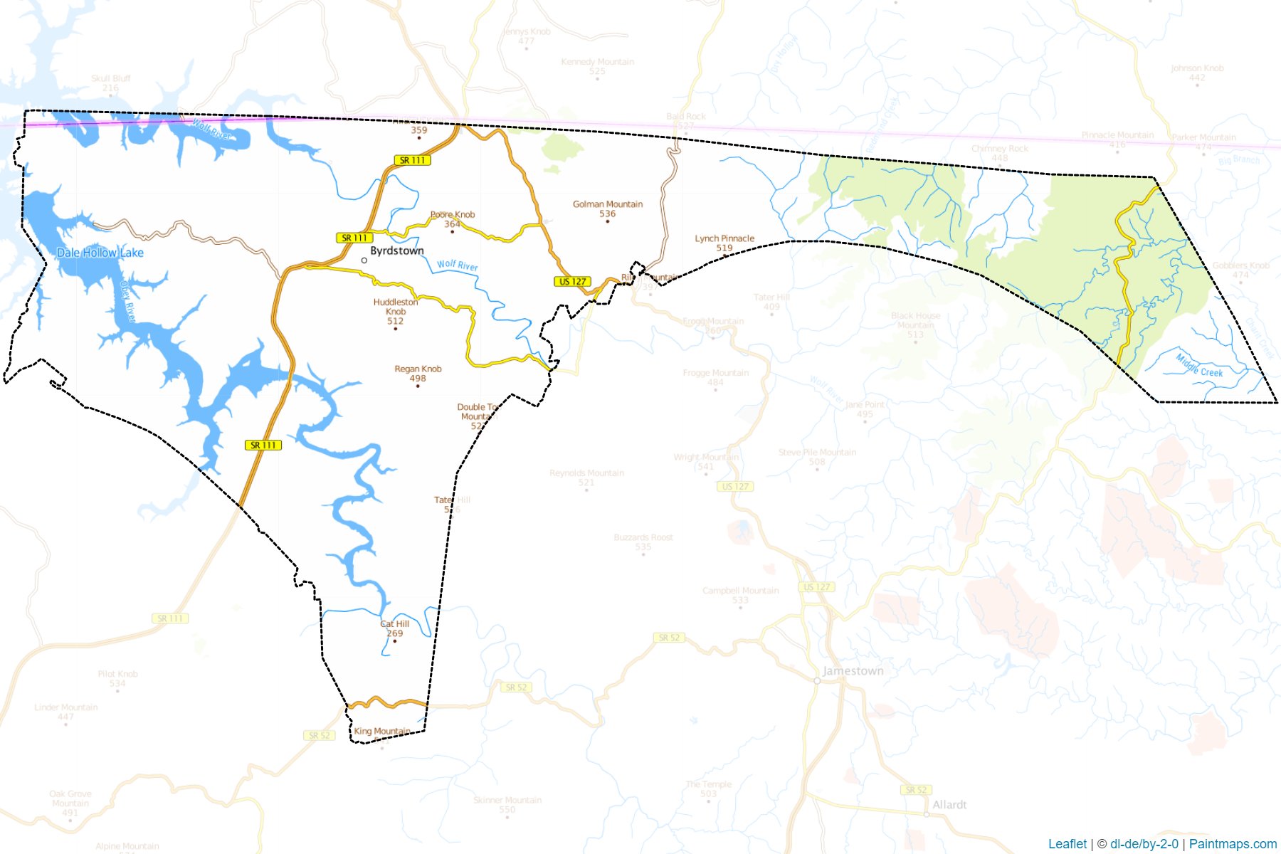 Muestras de recorte de mapas Pickett (Tennessee)-1