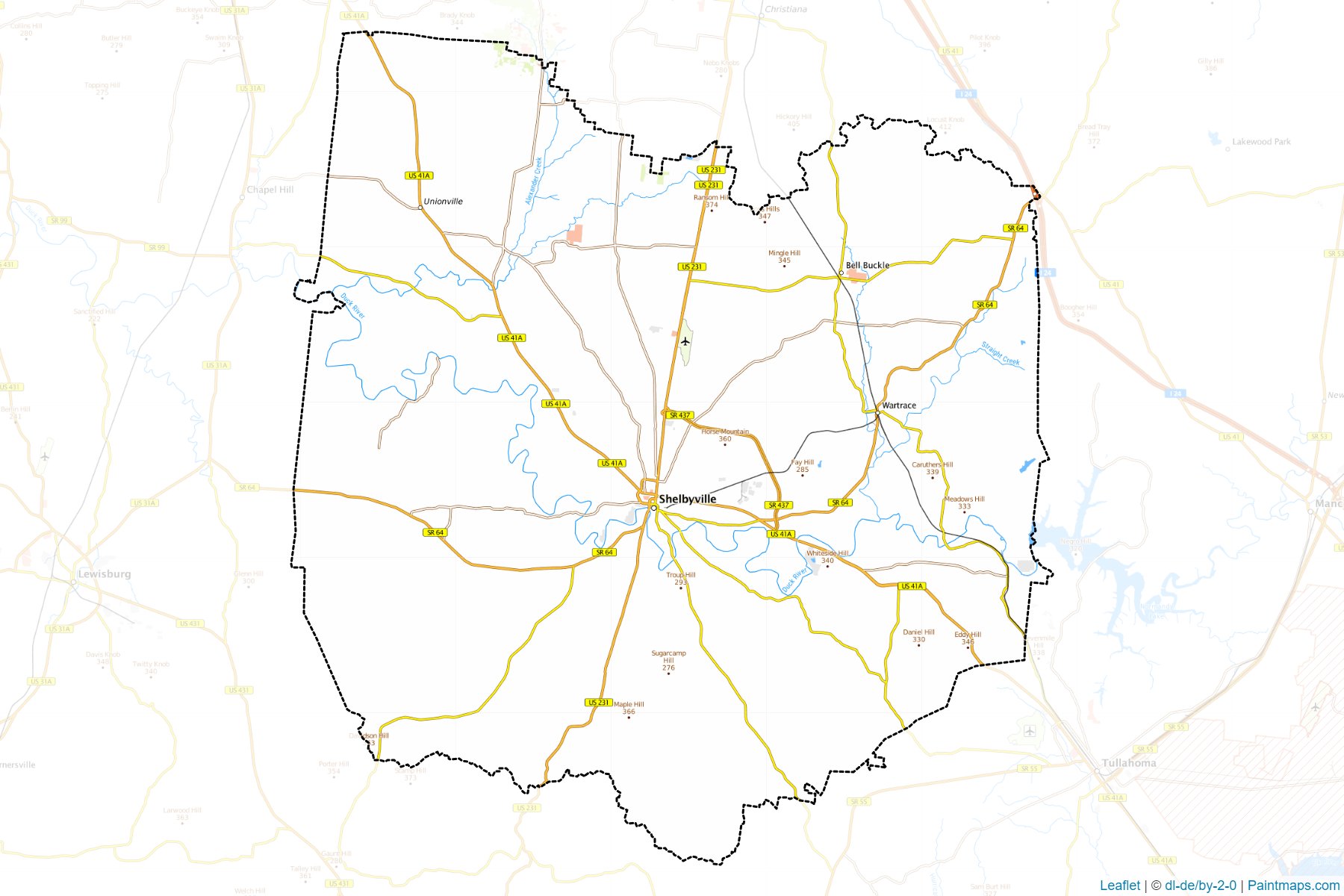 Bedford (Tennessee) Map Cropping Samples-1