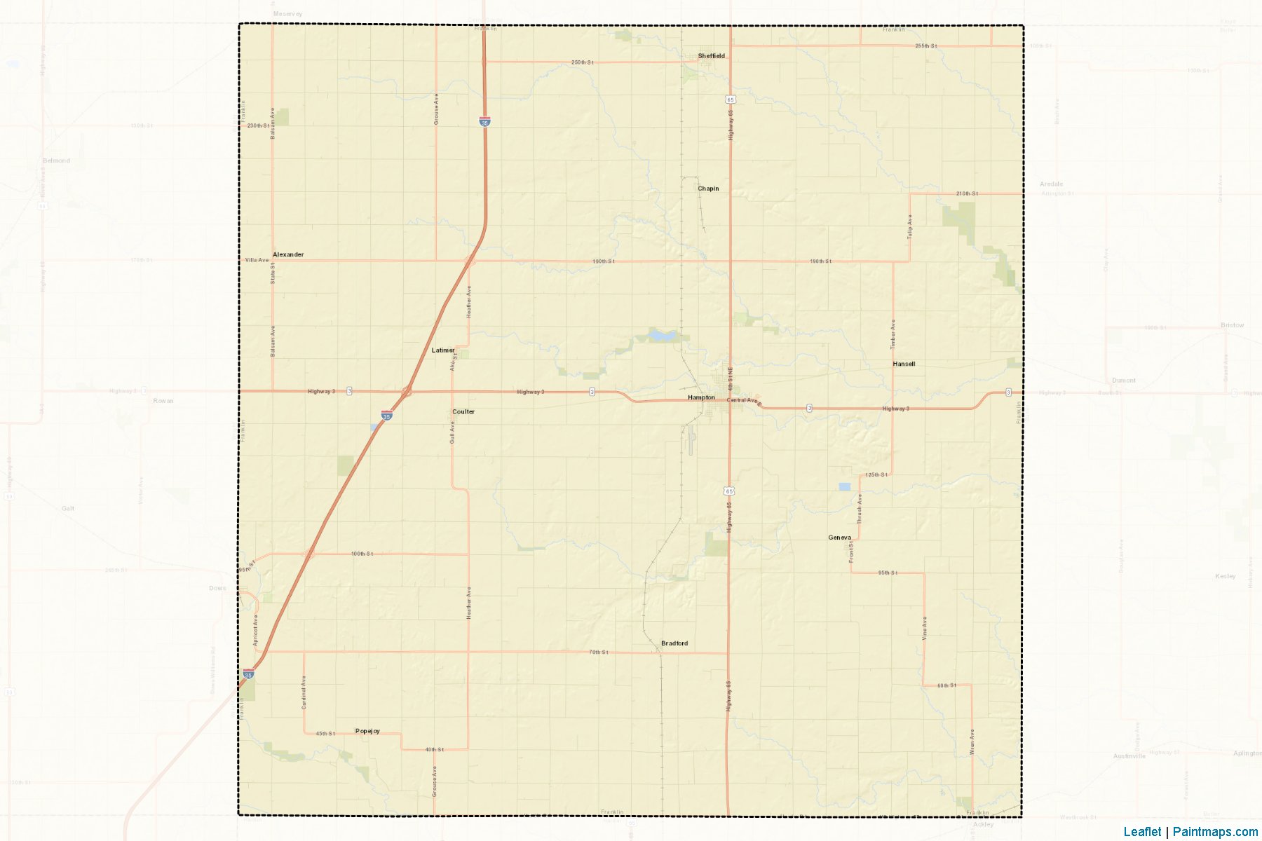 Muestras de recorte de mapas Franklin (Iowa)-2