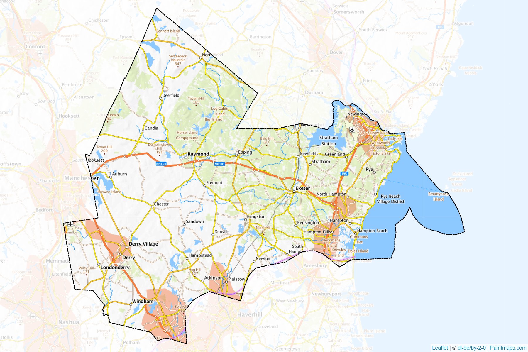 Muestras de recorte de mapas Rockingham (New Hampshire)-1