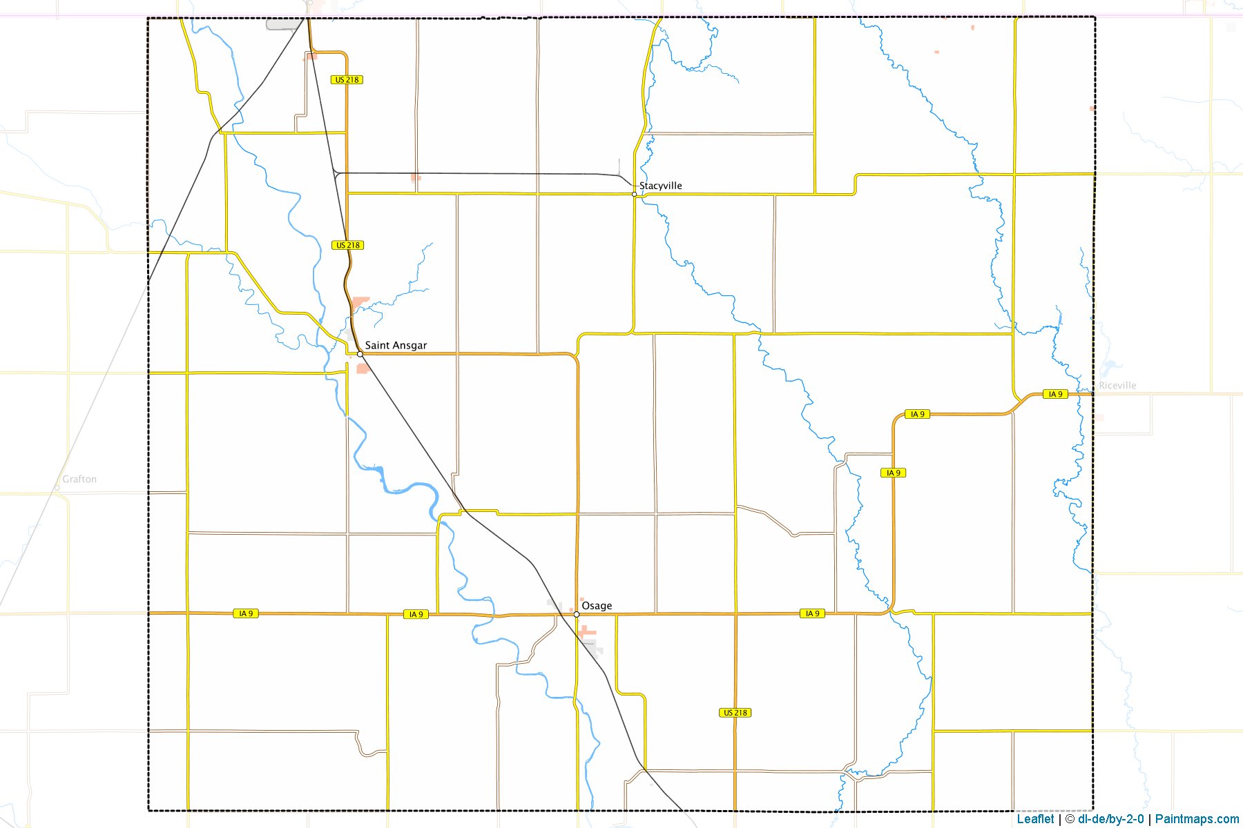 Muestras de recorte de mapas Mitchell (Iowa)-1