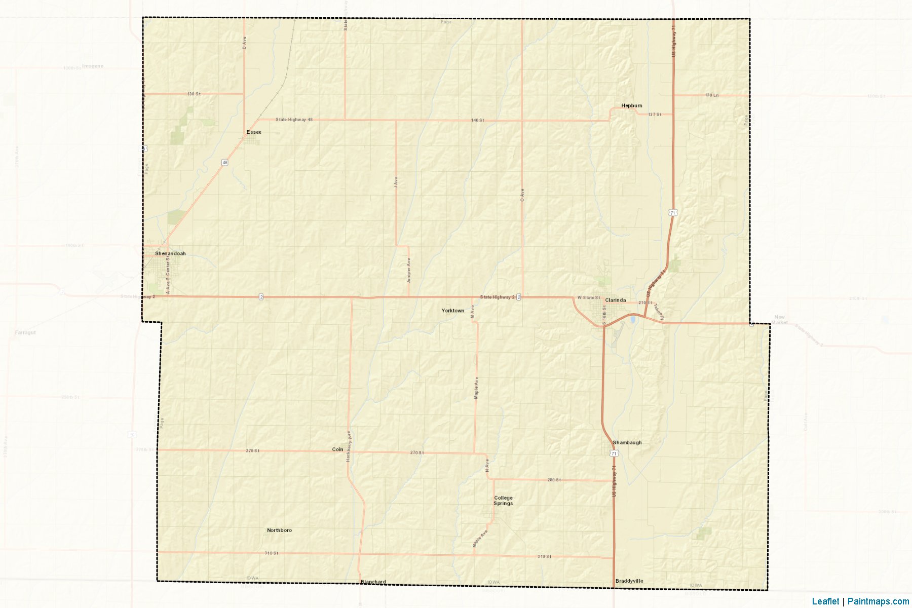 Muestras de recorte de mapas Page (Iowa)-2