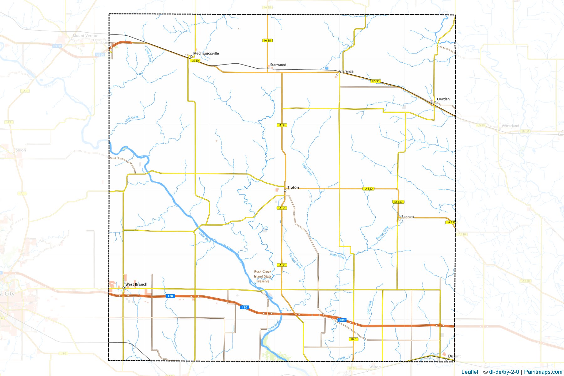 Muestras de recorte de mapas Cedar (Iowa)-1