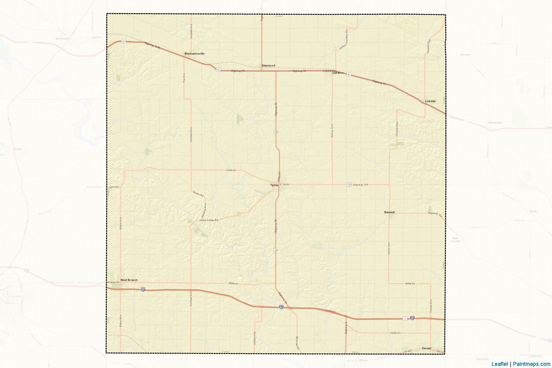 Muestras de recorte de mapas Cedar (Iowa)-2