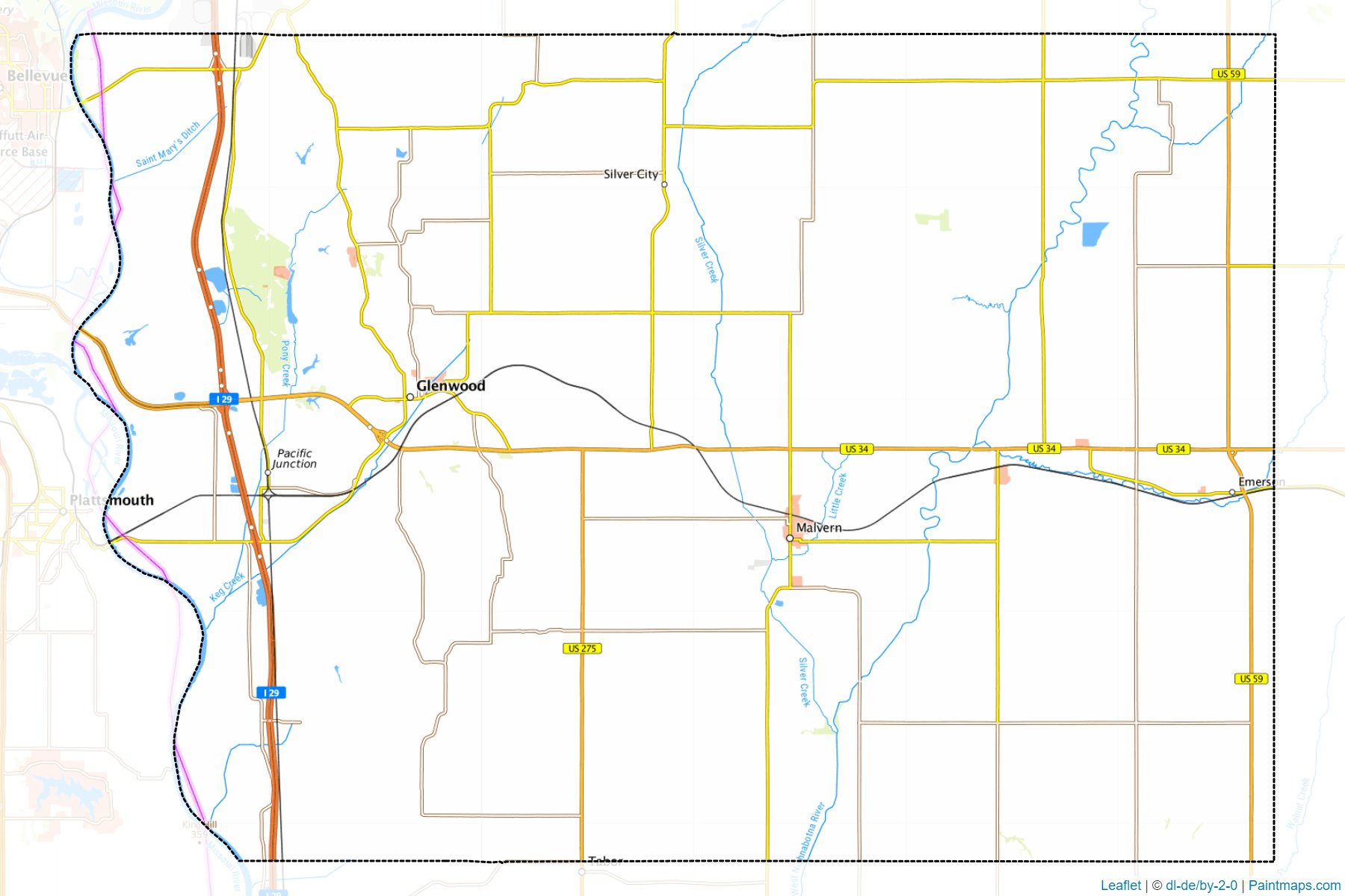 Mills County (Iowa) Haritası Örnekleri-1