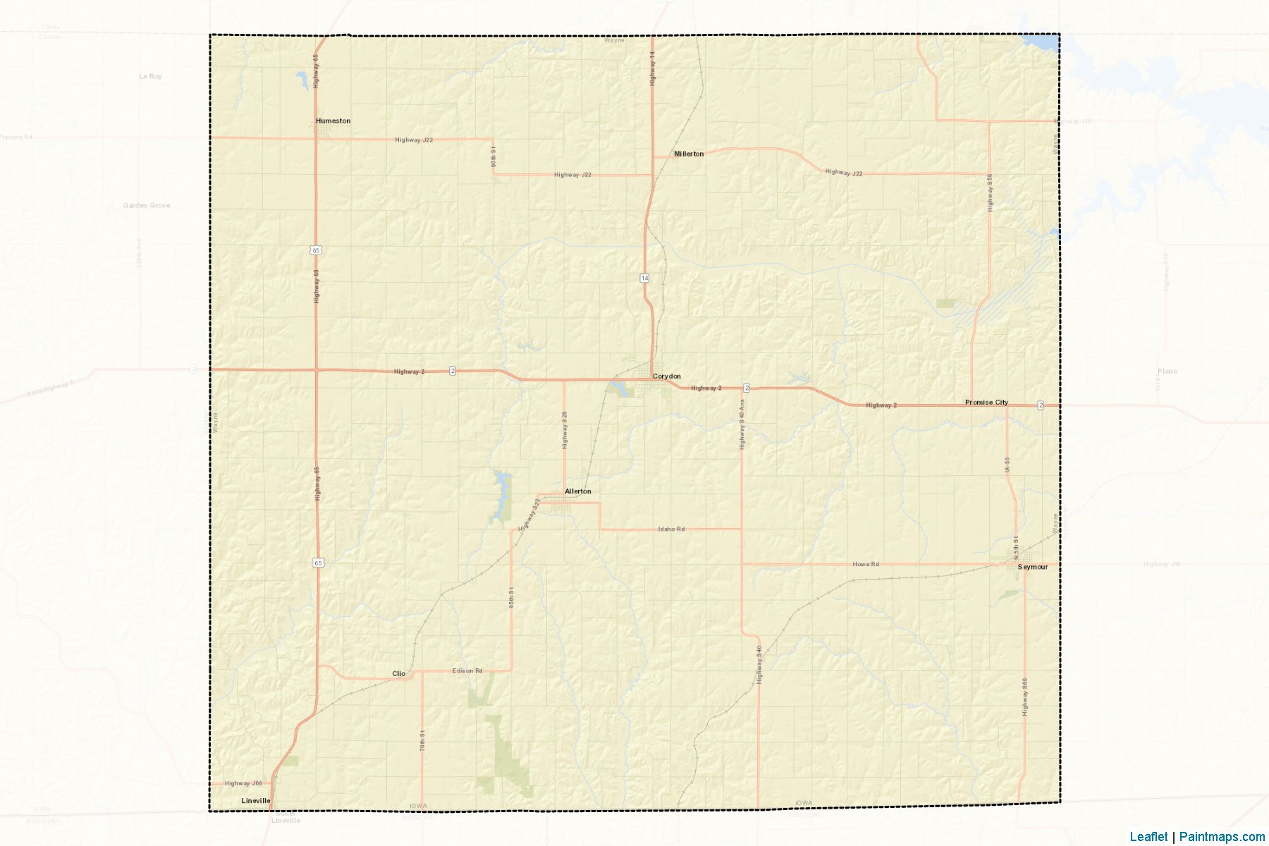 Muestras de recorte de mapas Wayne (Iowa)-2