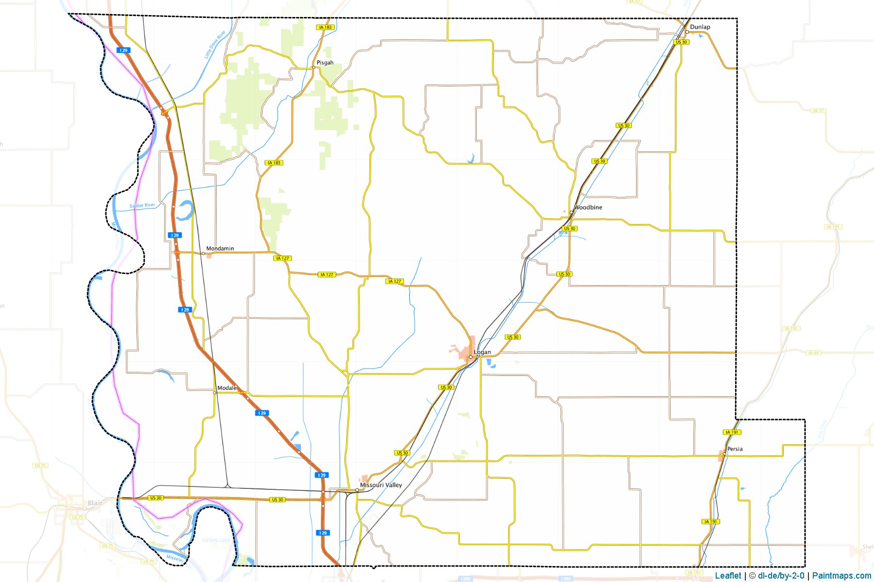 Muestras de recorte de mapas Harrison (Iowa)-1