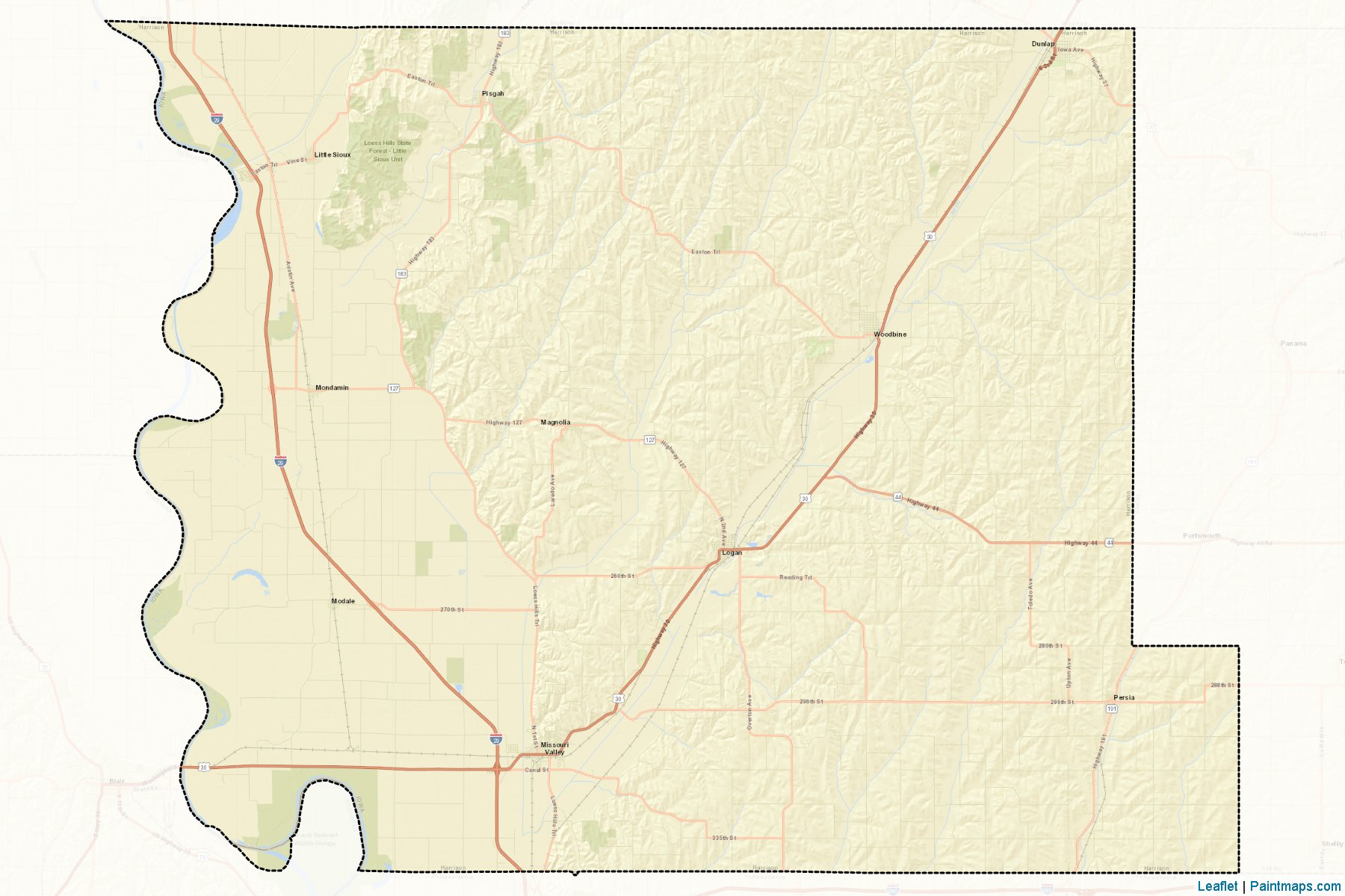 Muestras de recorte de mapas Harrison (Iowa)-2