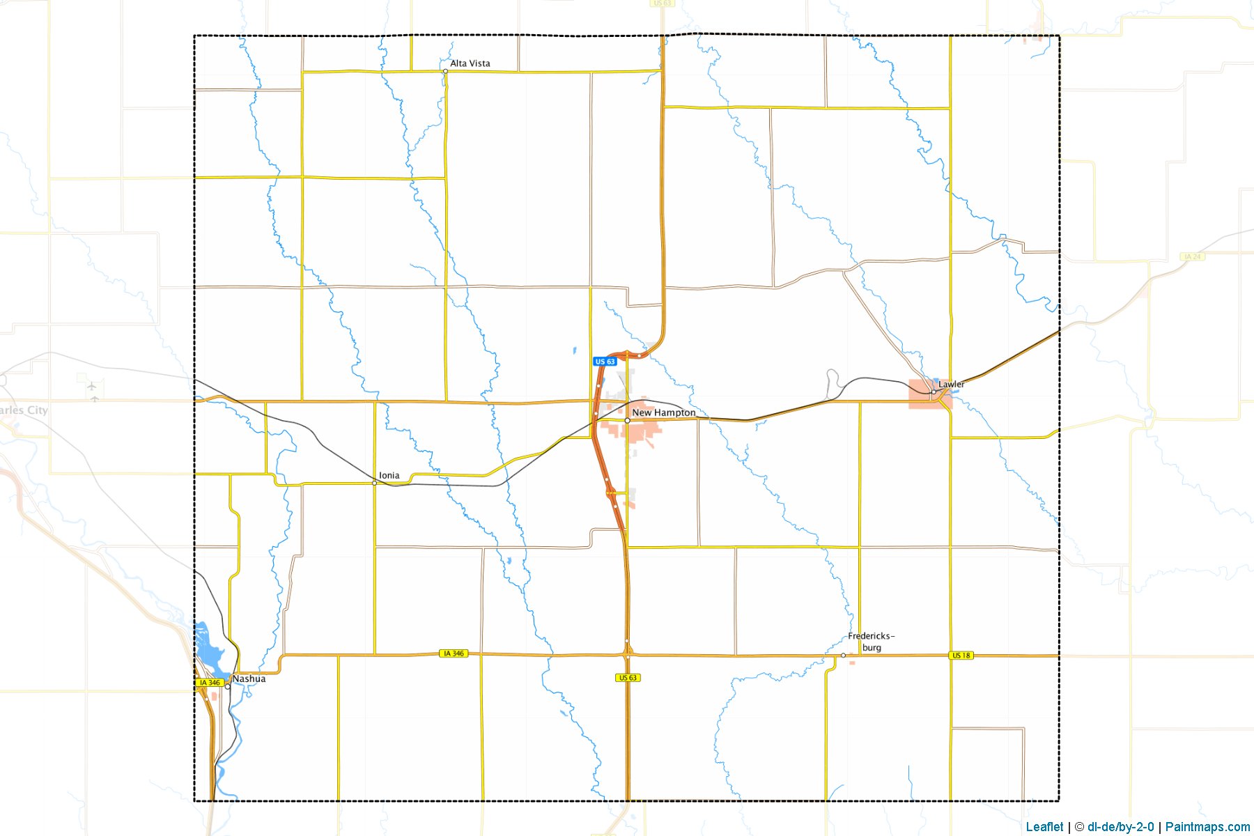 Muestras de recorte de mapas Chickasaw (Iowa)-1