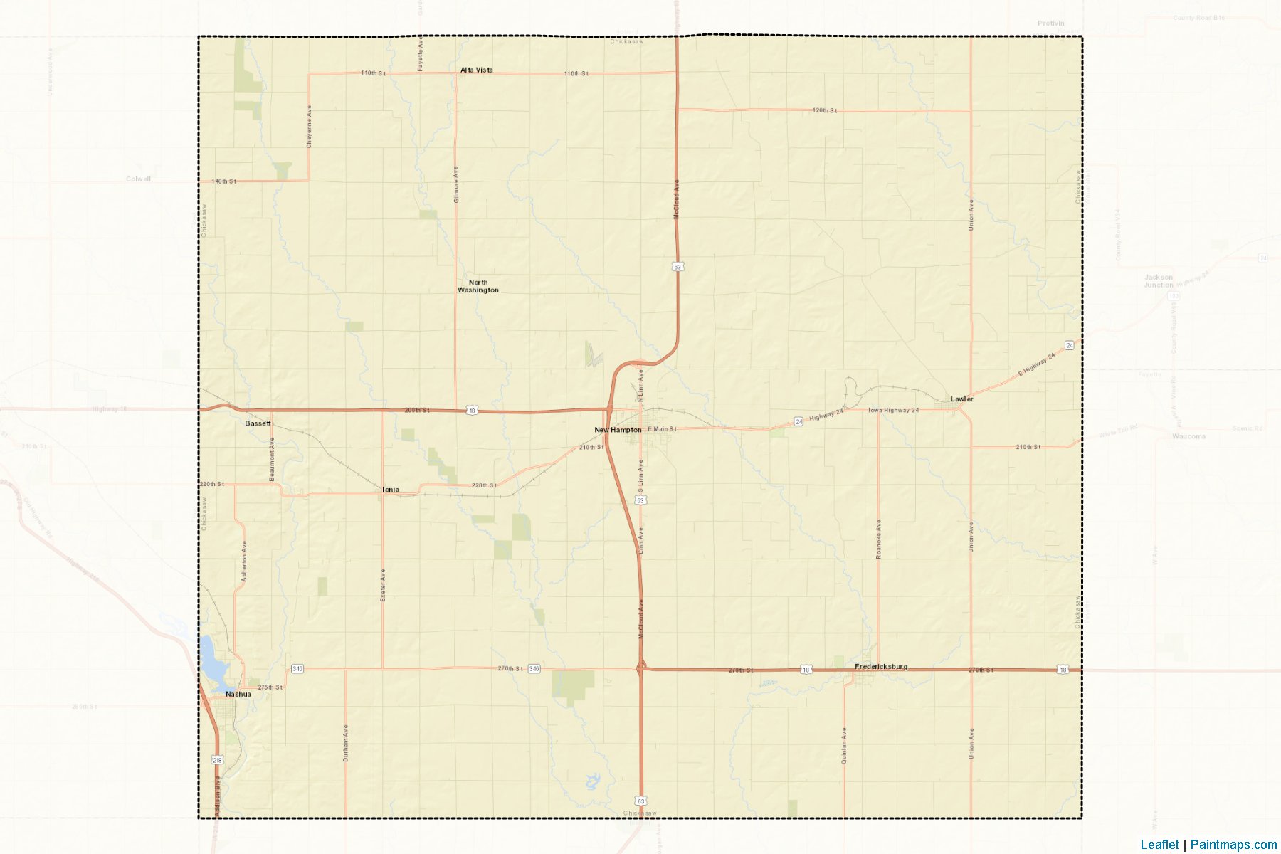 Muestras de recorte de mapas Chickasaw (Iowa)-2