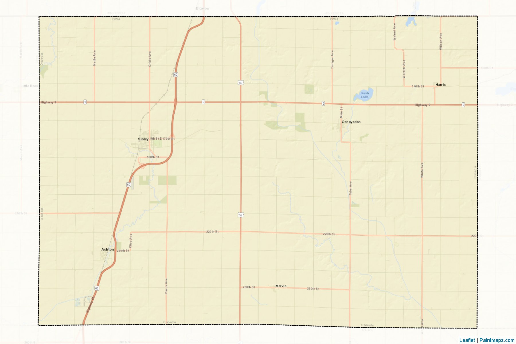 Muestras de recorte de mapas Osceola (Iowa)-2