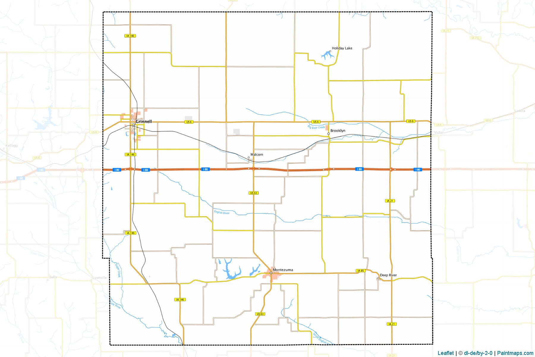 Poweshiek County (Iowa) Haritası Örnekleri-1