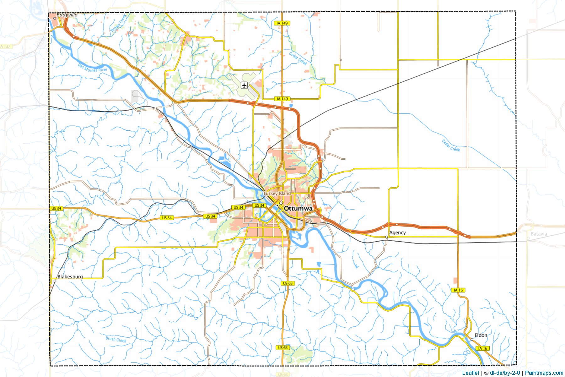 Muestras de recorte de mapas Wapello (Iowa)-1