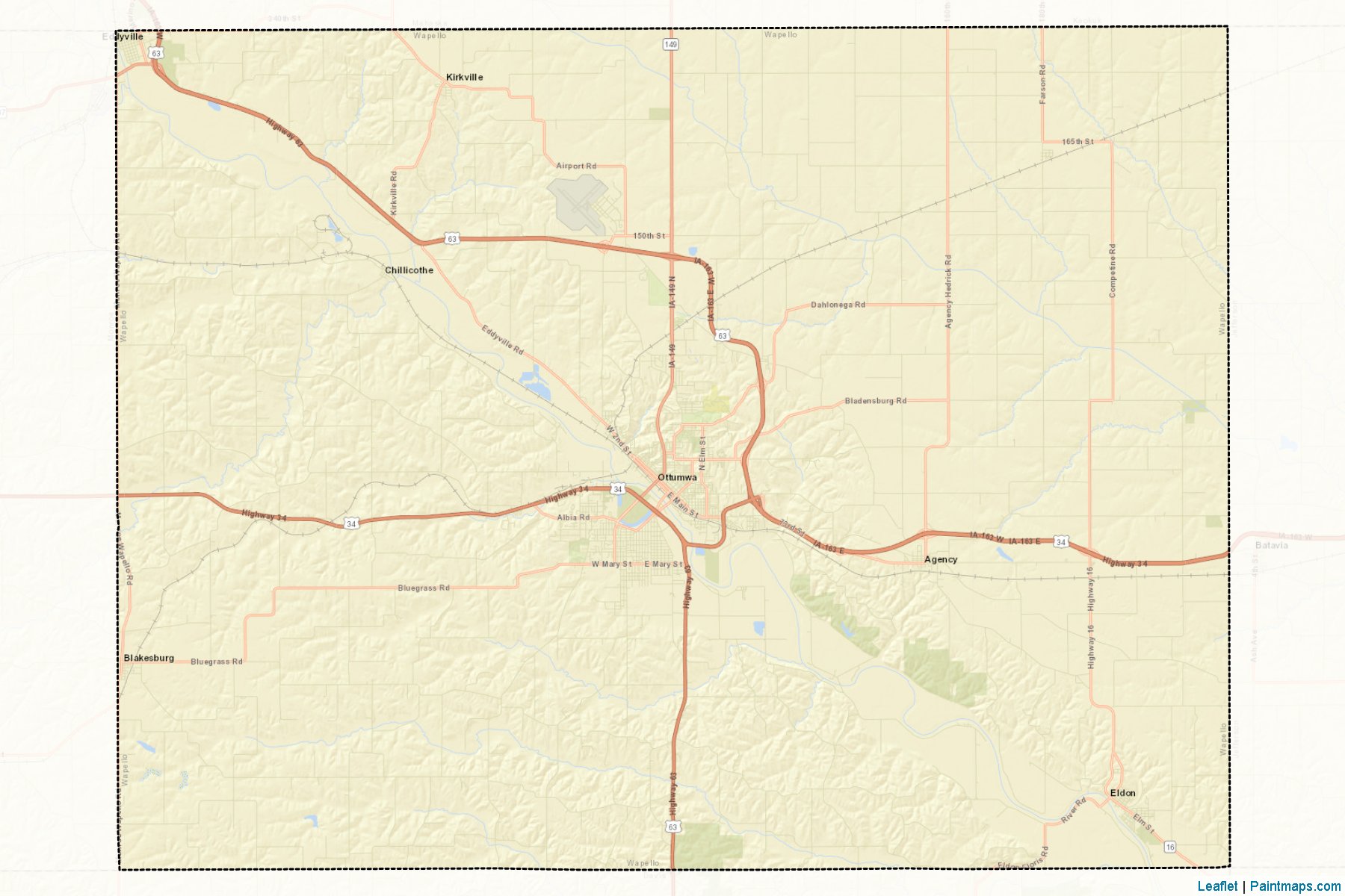 Muestras de recorte de mapas Wapello (Iowa)-2