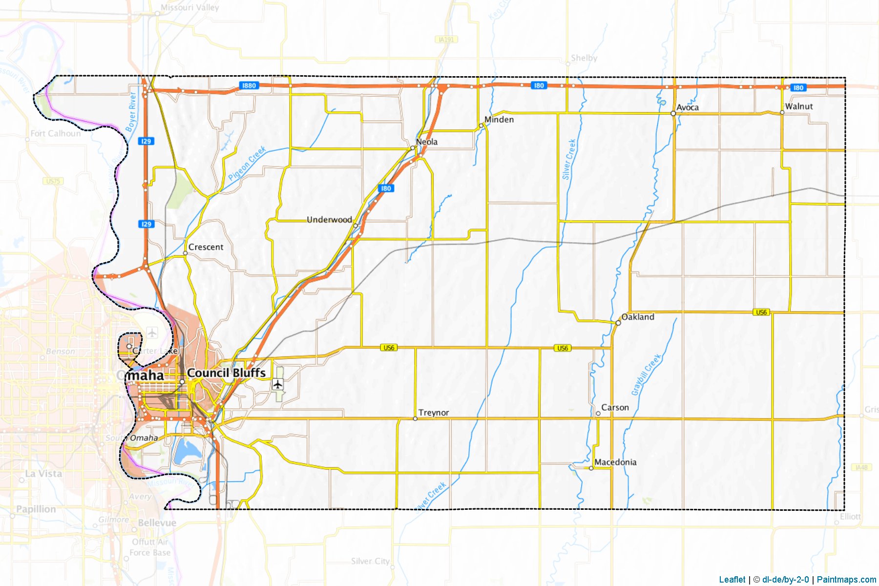 Muestras de recorte de mapas Pottawattamie (Iowa)-1