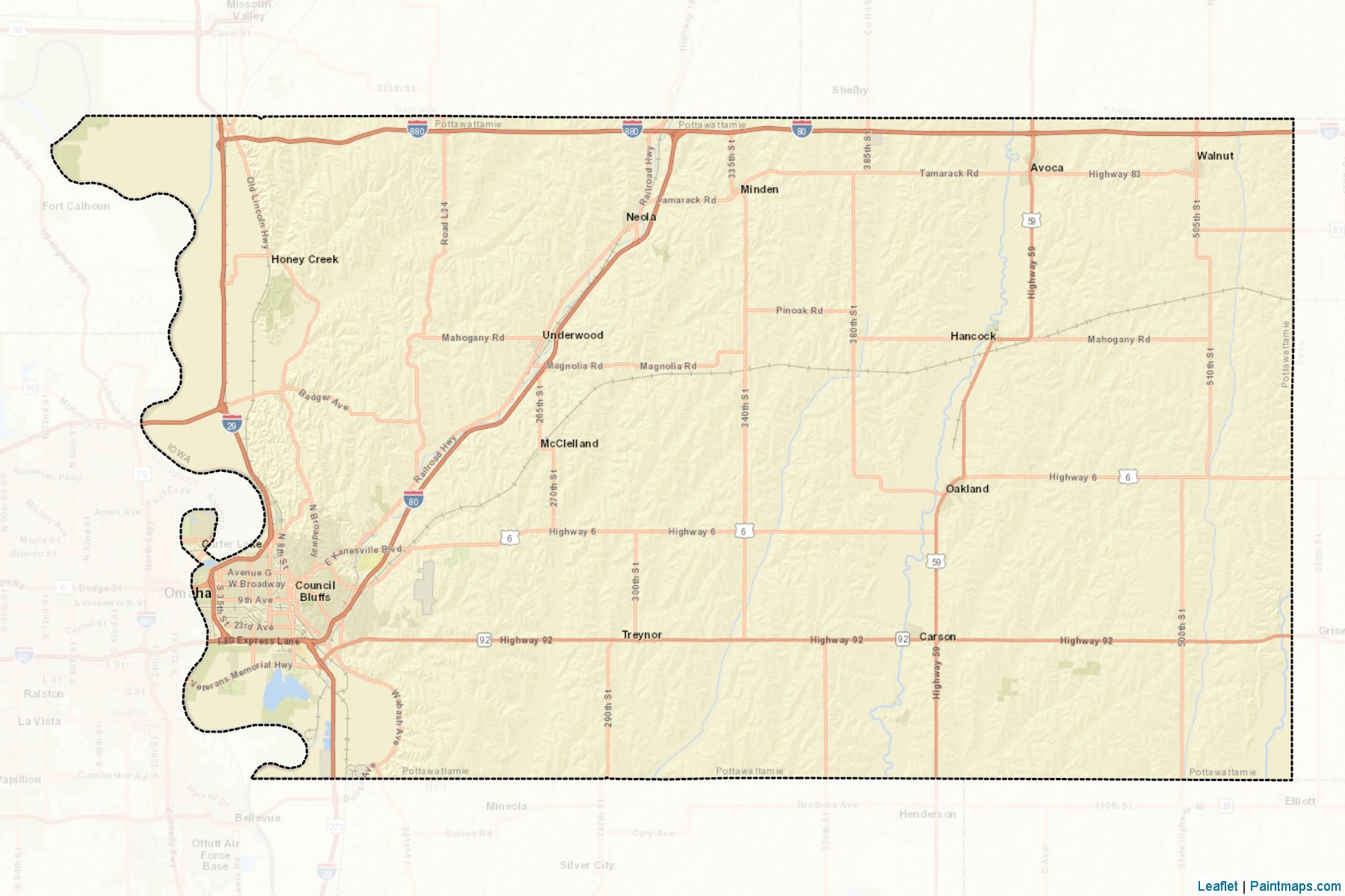 Muestras de recorte de mapas Pottawattamie (Iowa)-2