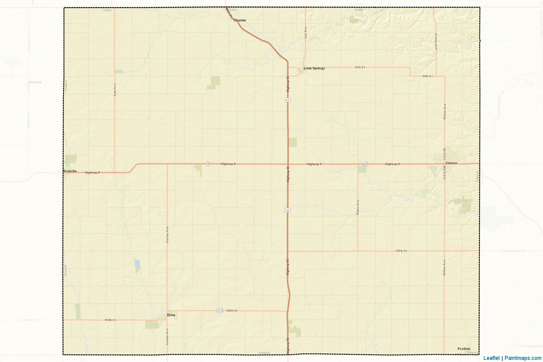 Muestras de recorte de mapas Howard (Iowa)-2