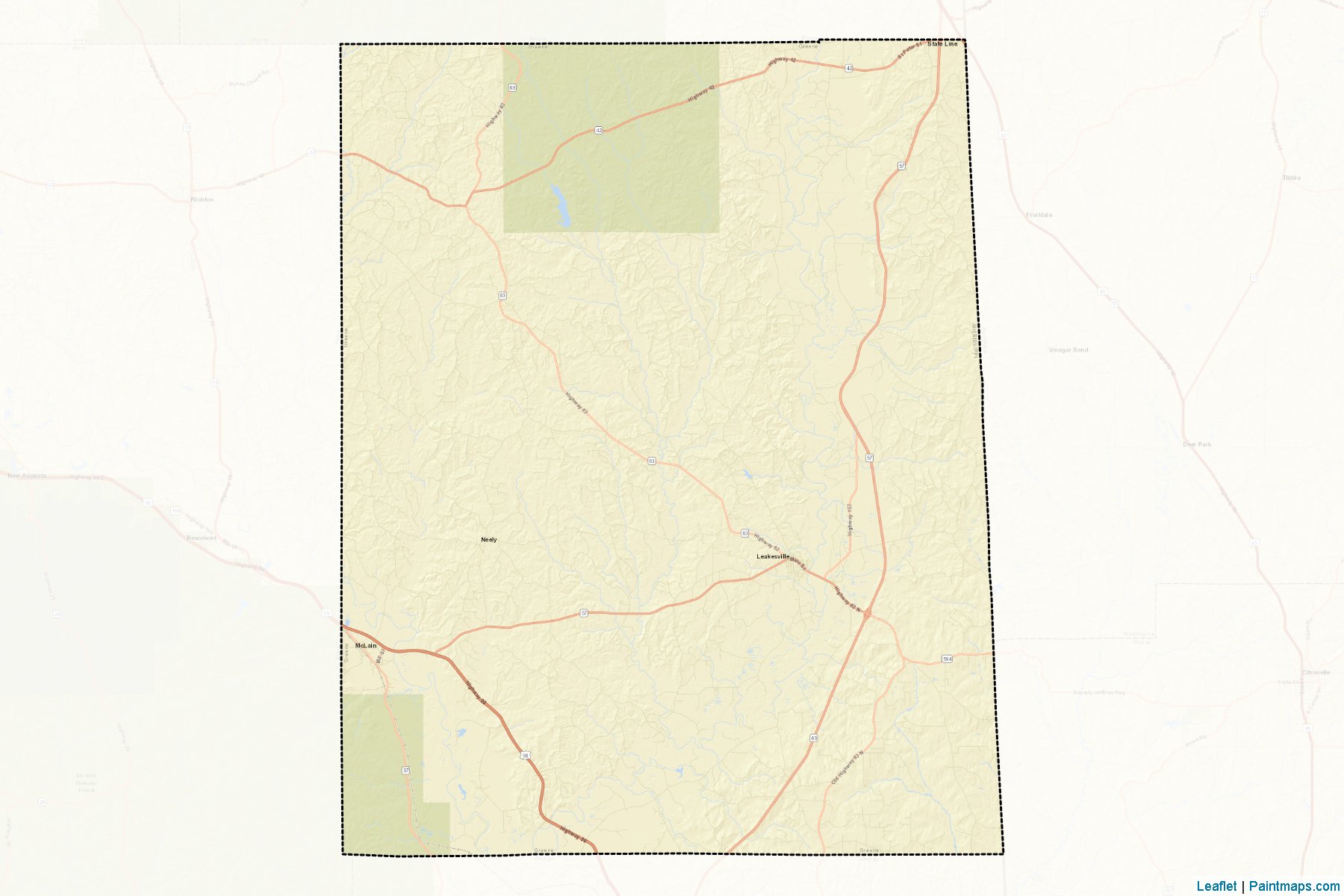 Muestras de recorte de mapas Greene (Mississippi)-2