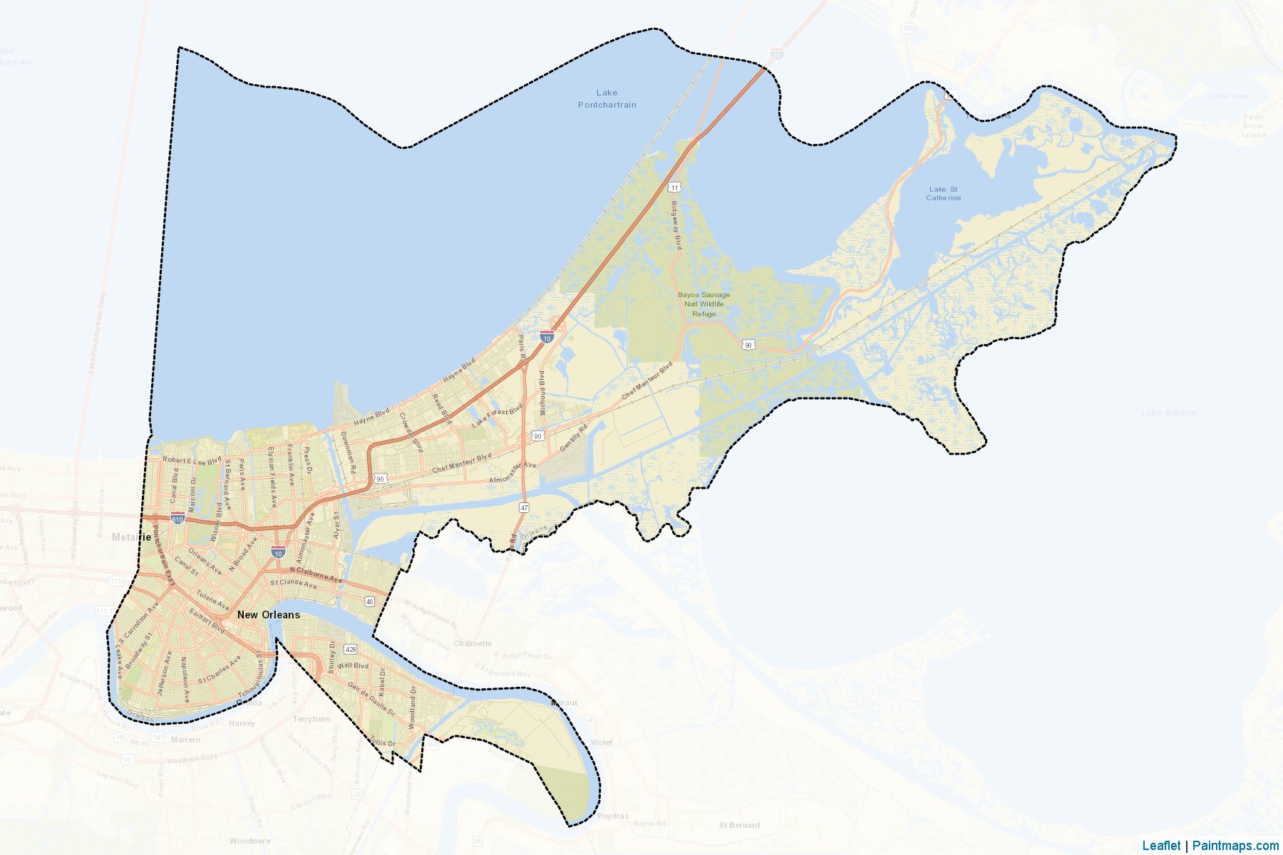 Muestras de recorte de mapas Orleans (Louisiana)-2