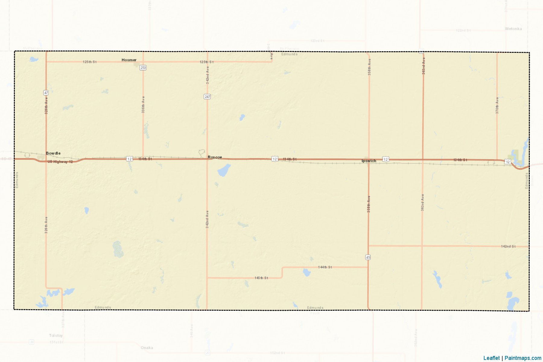 Muestras de recorte de mapas Edmunds (South Dakota)-2