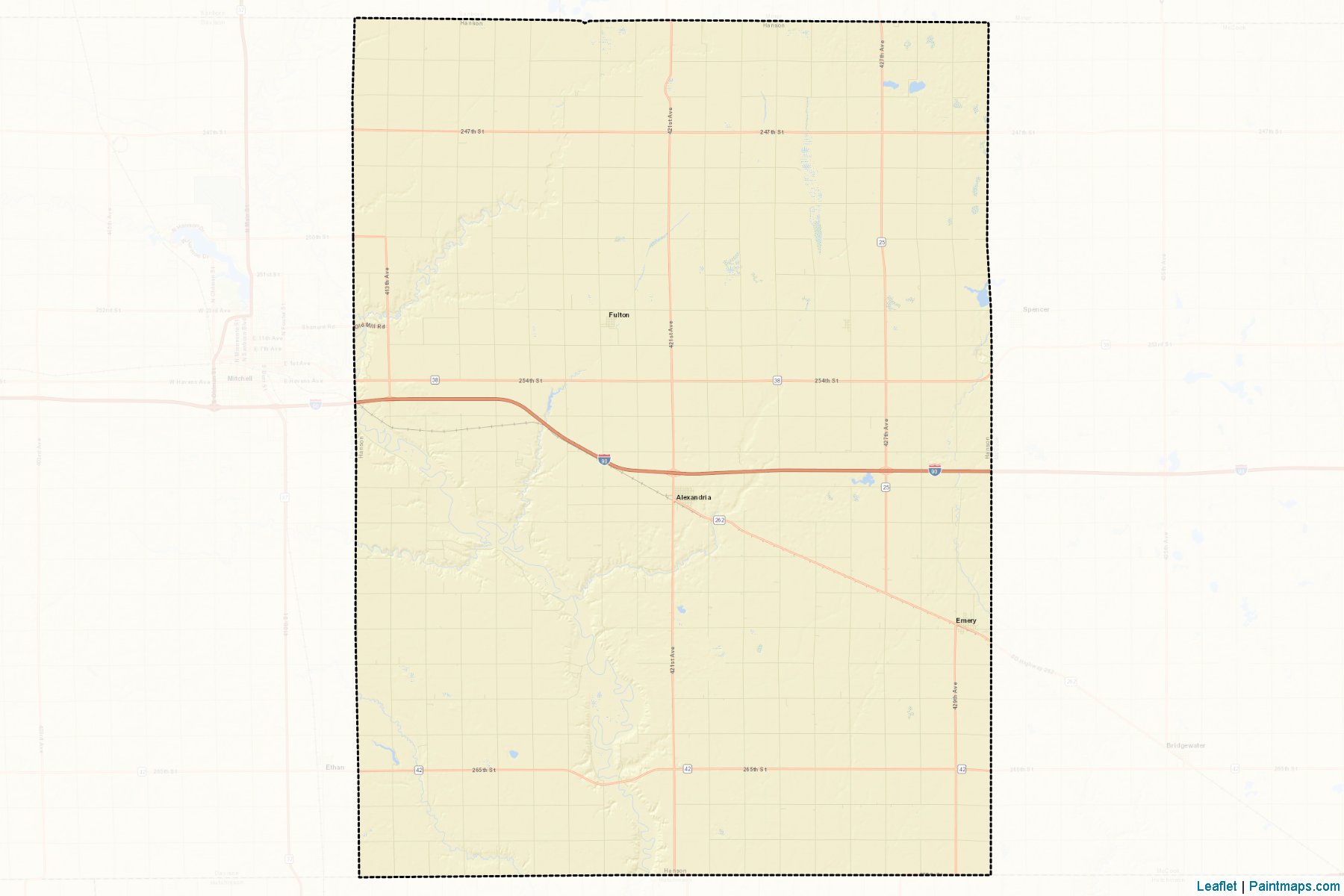 Muestras de recorte de mapas Hanson (South Dakota)-2