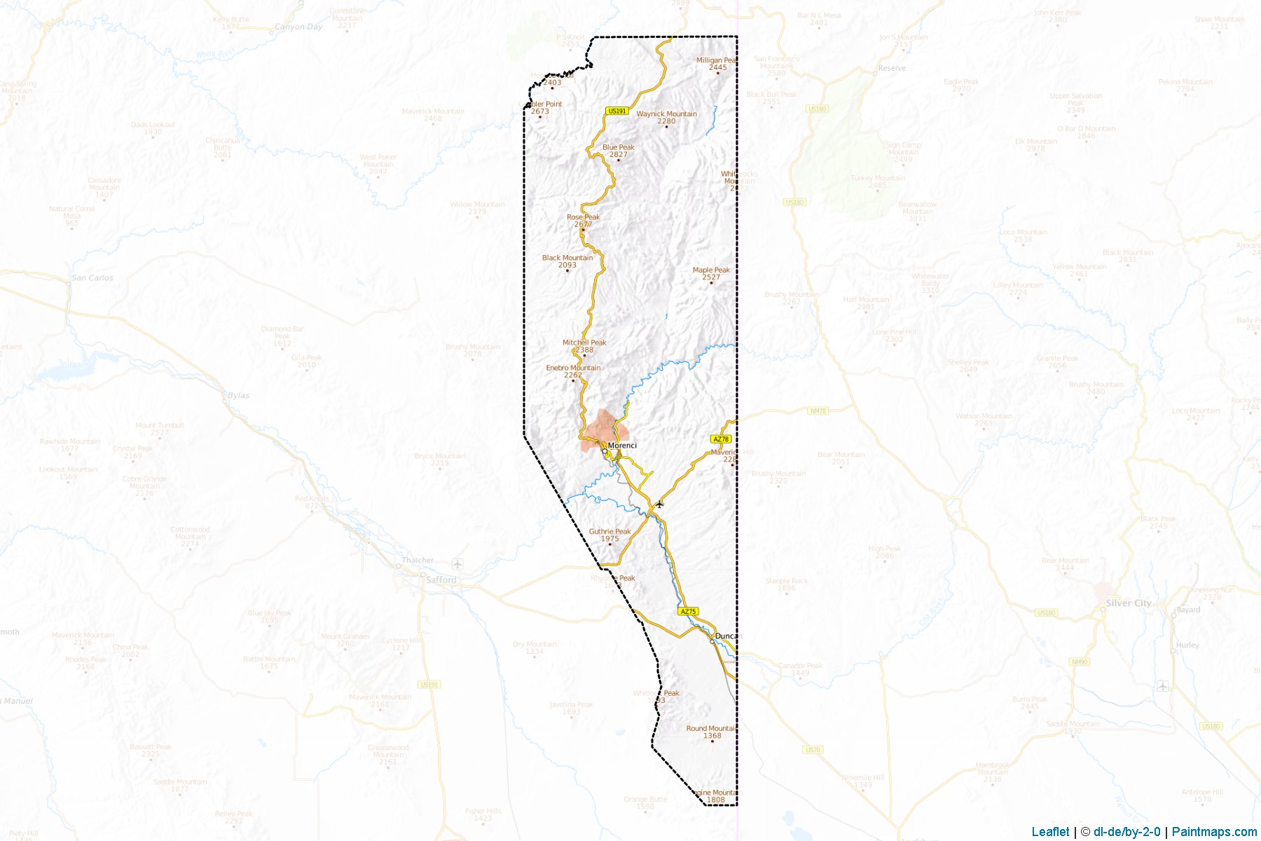 Greenlee Kontluğu (Arizona) Haritası Örnekleri-1