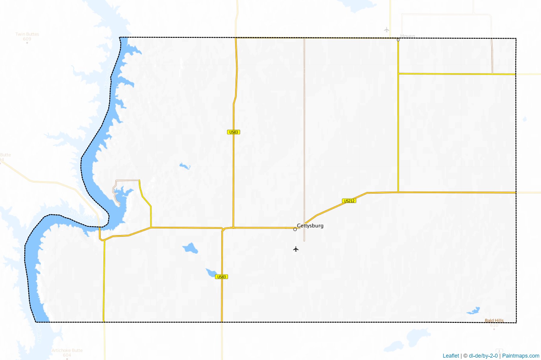 Muestras de recorte de mapas Potter (South Dakota)-1