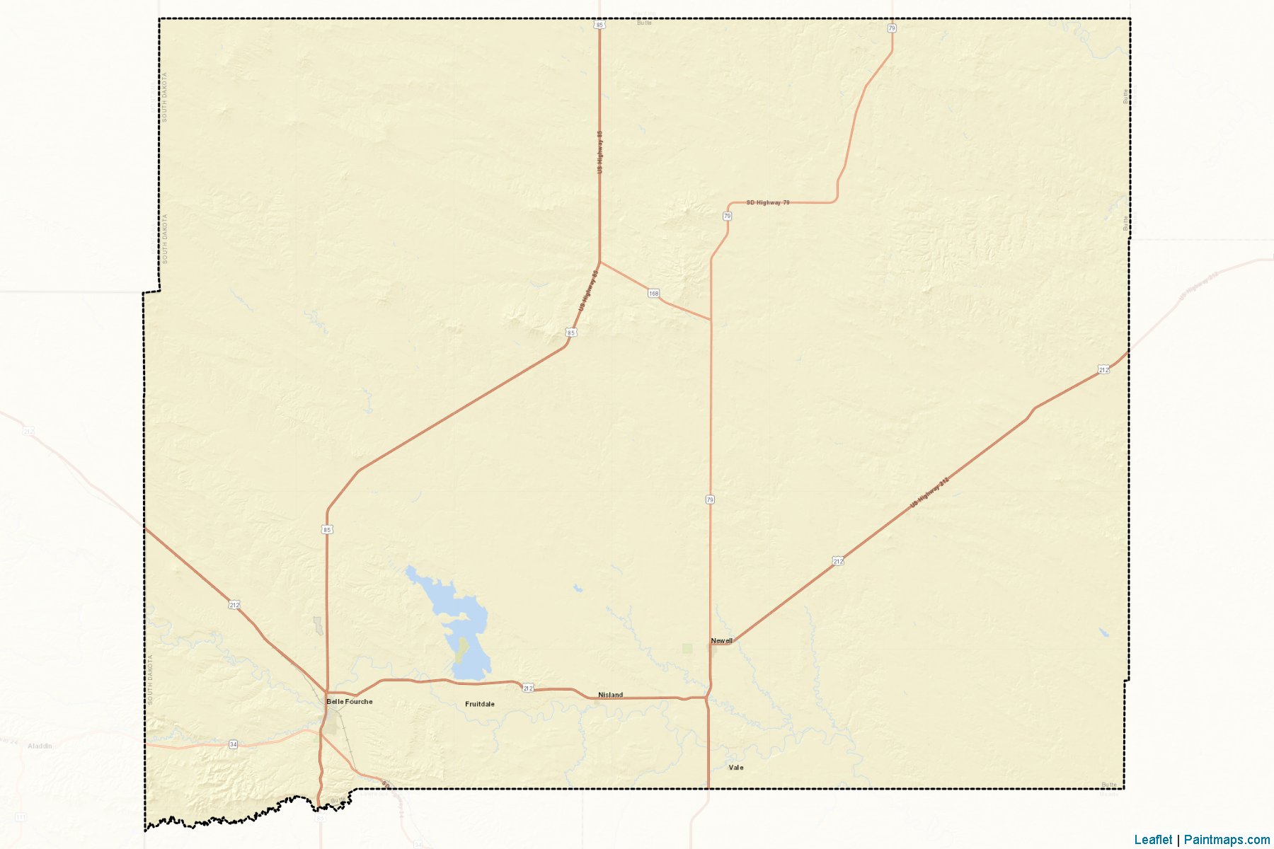 Muestras de recorte de mapas Butte (South Dakota)-2