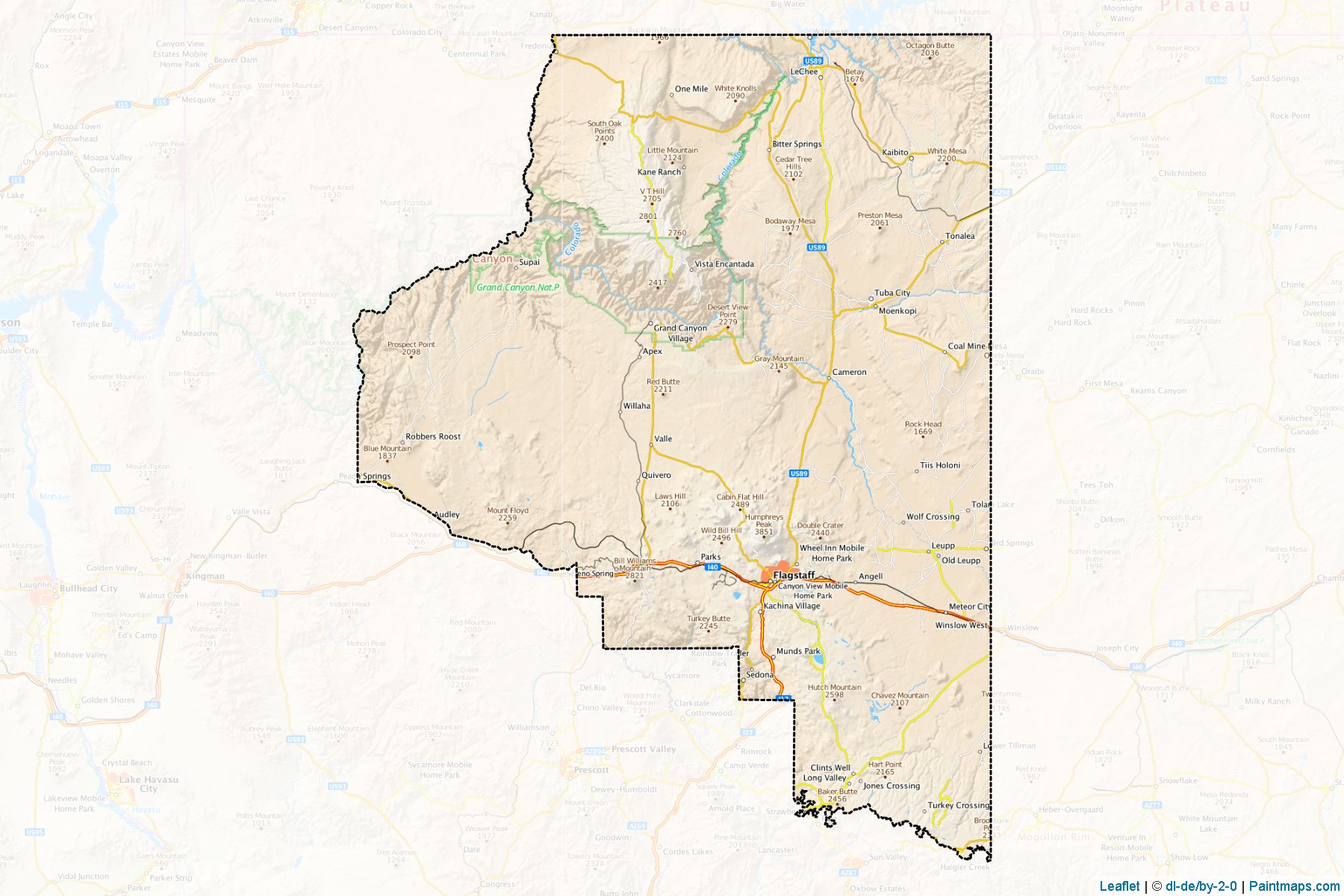 Coconino (Arizona) Map Cropping Samples-1