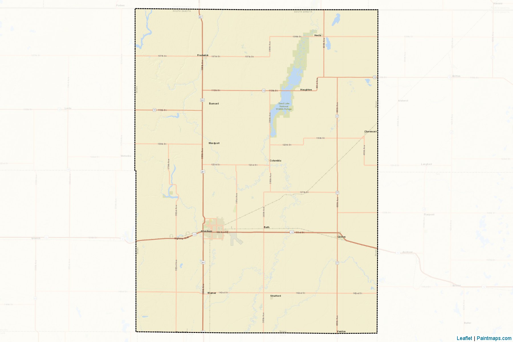 Muestras de recorte de mapas Brown (South Dakota)-2