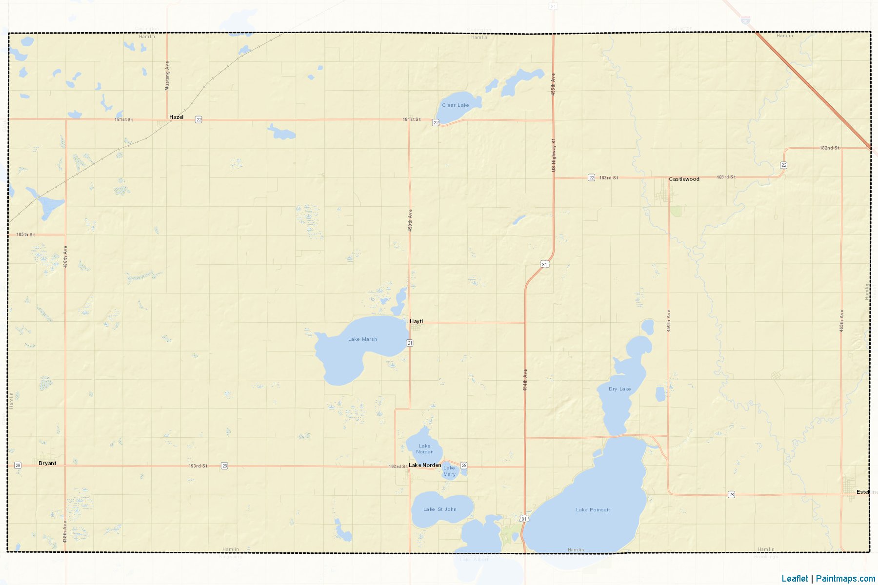 Muestras de recorte de mapas Hamlin (South Dakota)-2