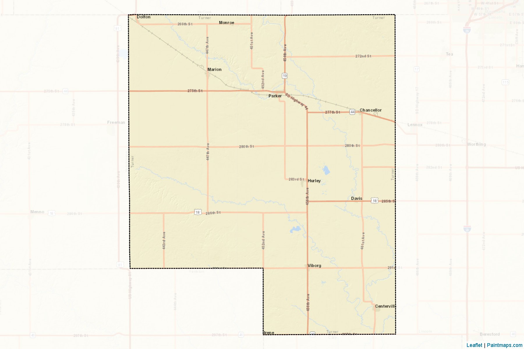 Muestras de recorte de mapas Turner (South Dakota)-2