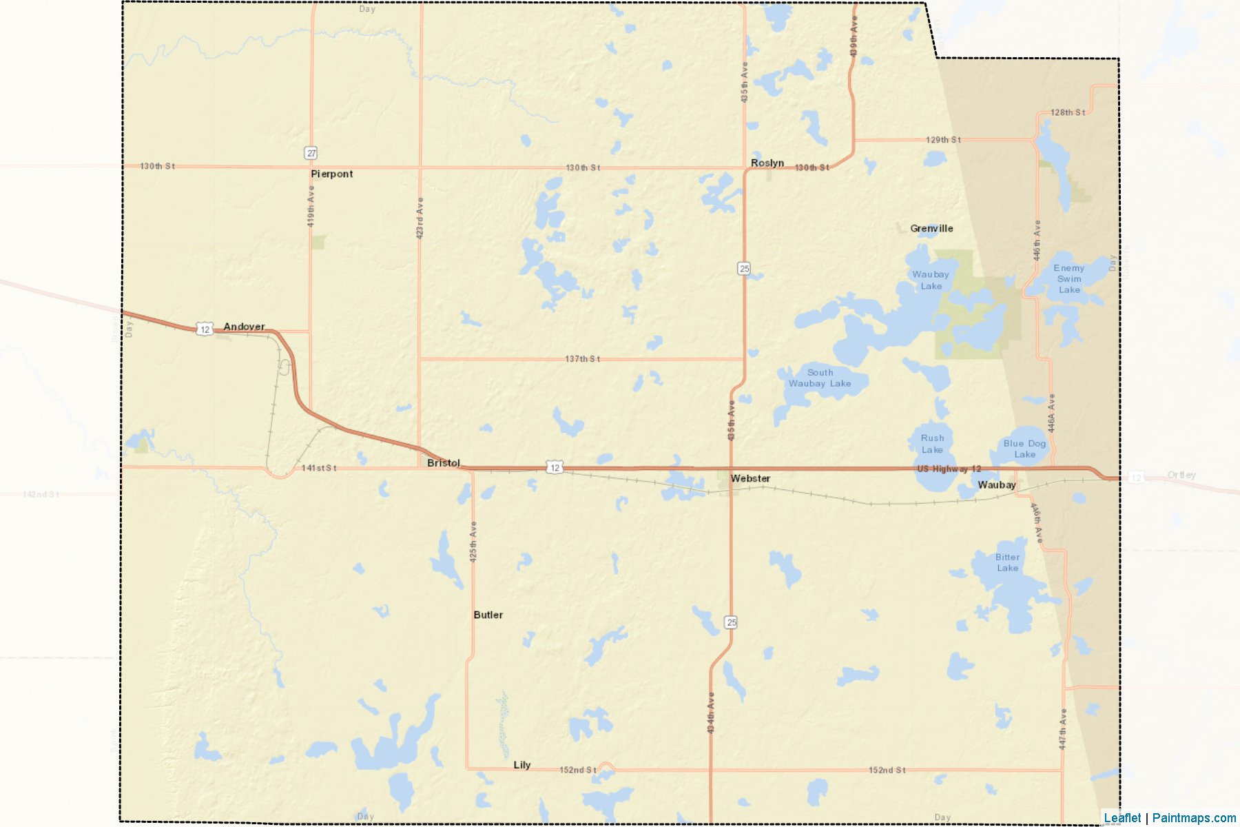 Muestras de recorte de mapas Day (South Dakota)-2