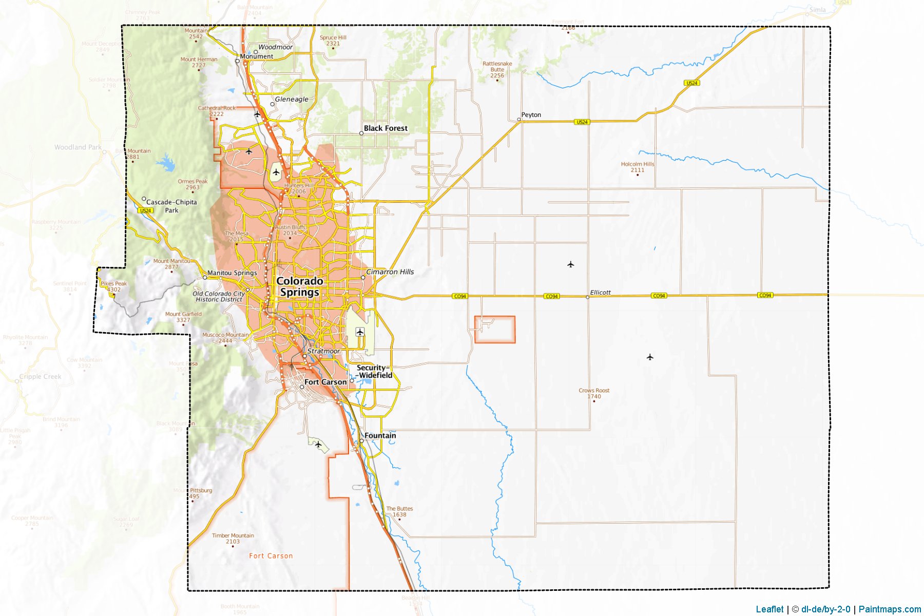 El Paso County (Kolorado) Haritası Örnekleri-1