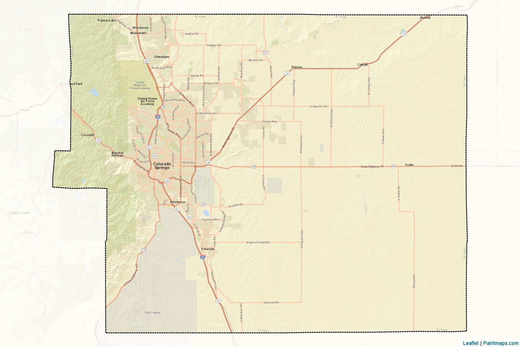 El Paso County (Kolorado) Haritası Örnekleri-2