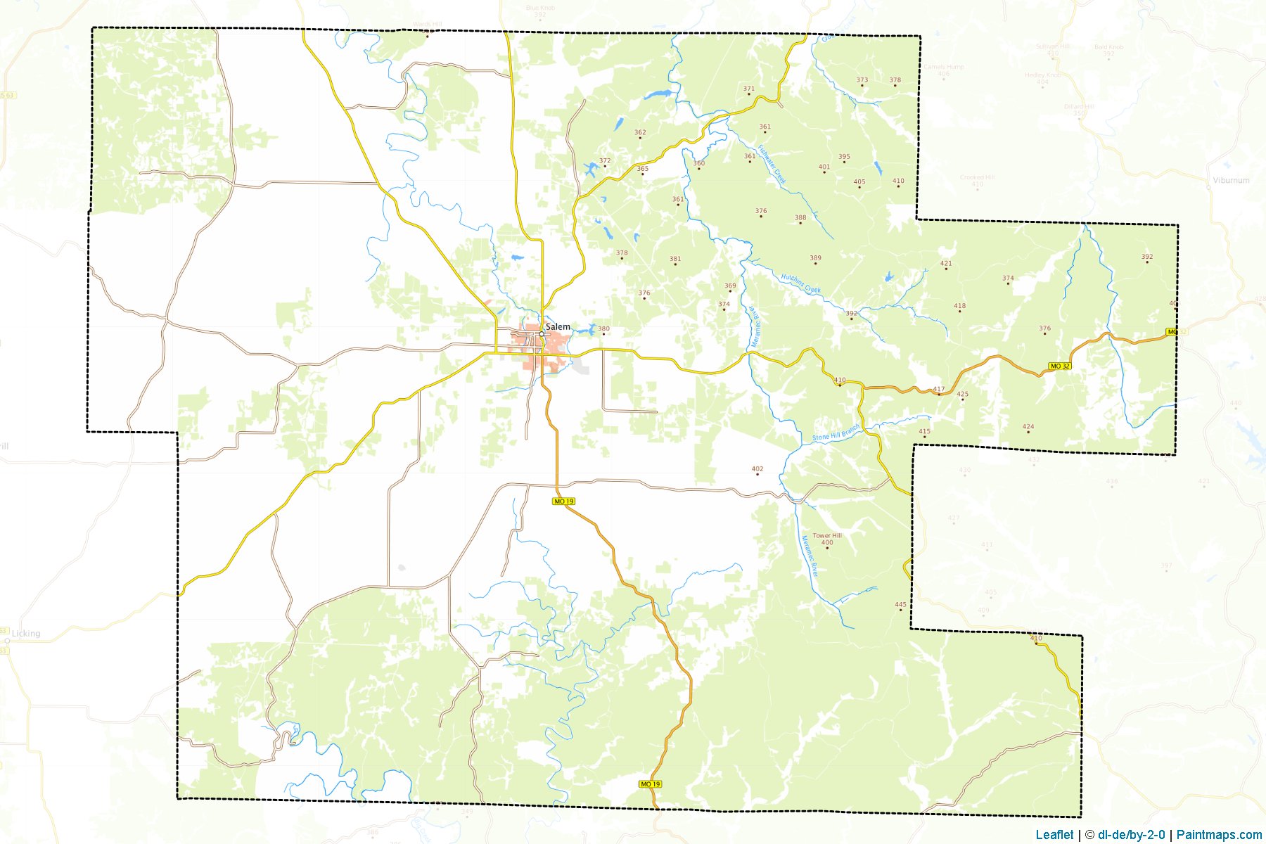 Muestras de recorte de mapas Dent (Missouri)-1