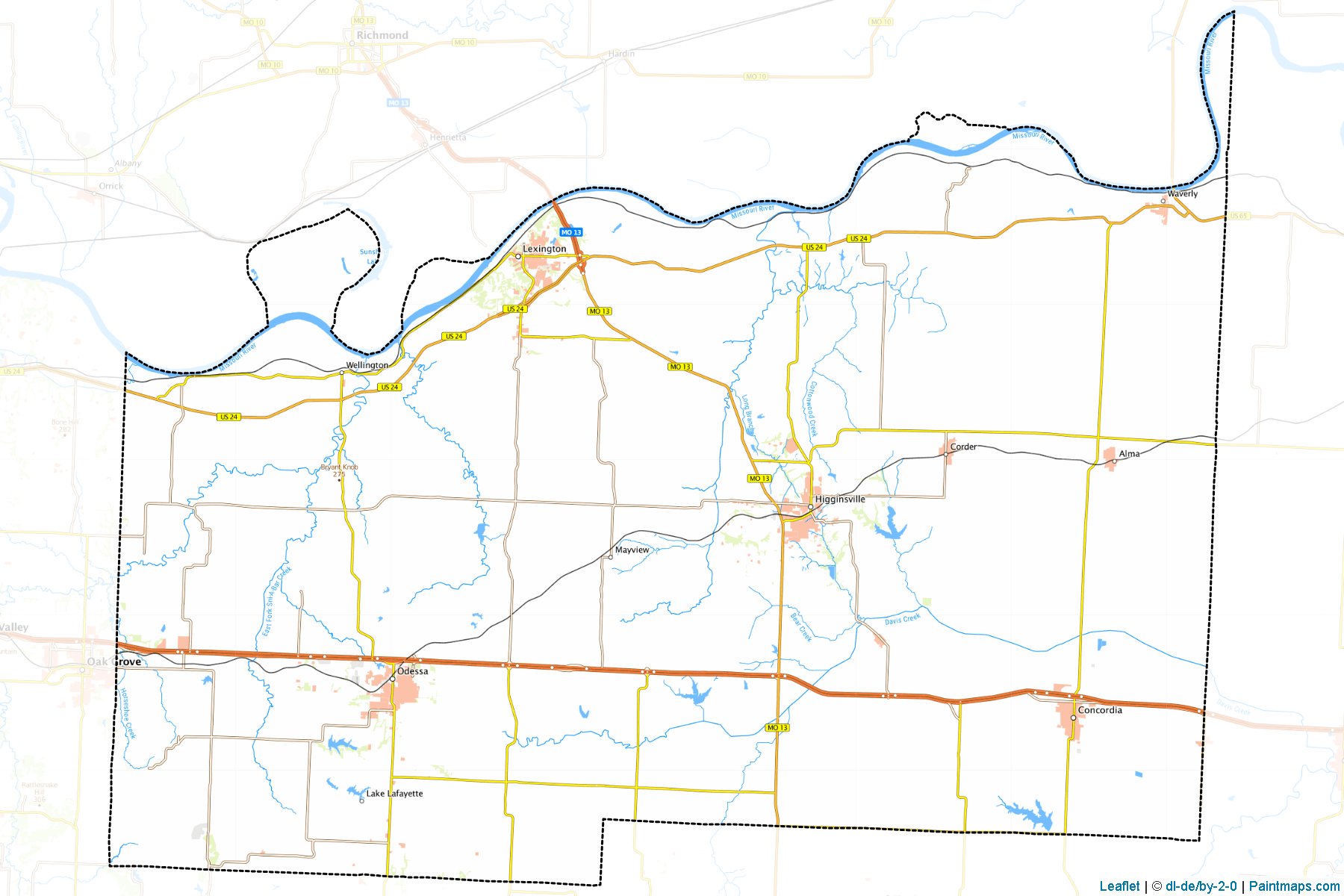 Muestras de recorte de mapas Lafayette (Missouri)-1