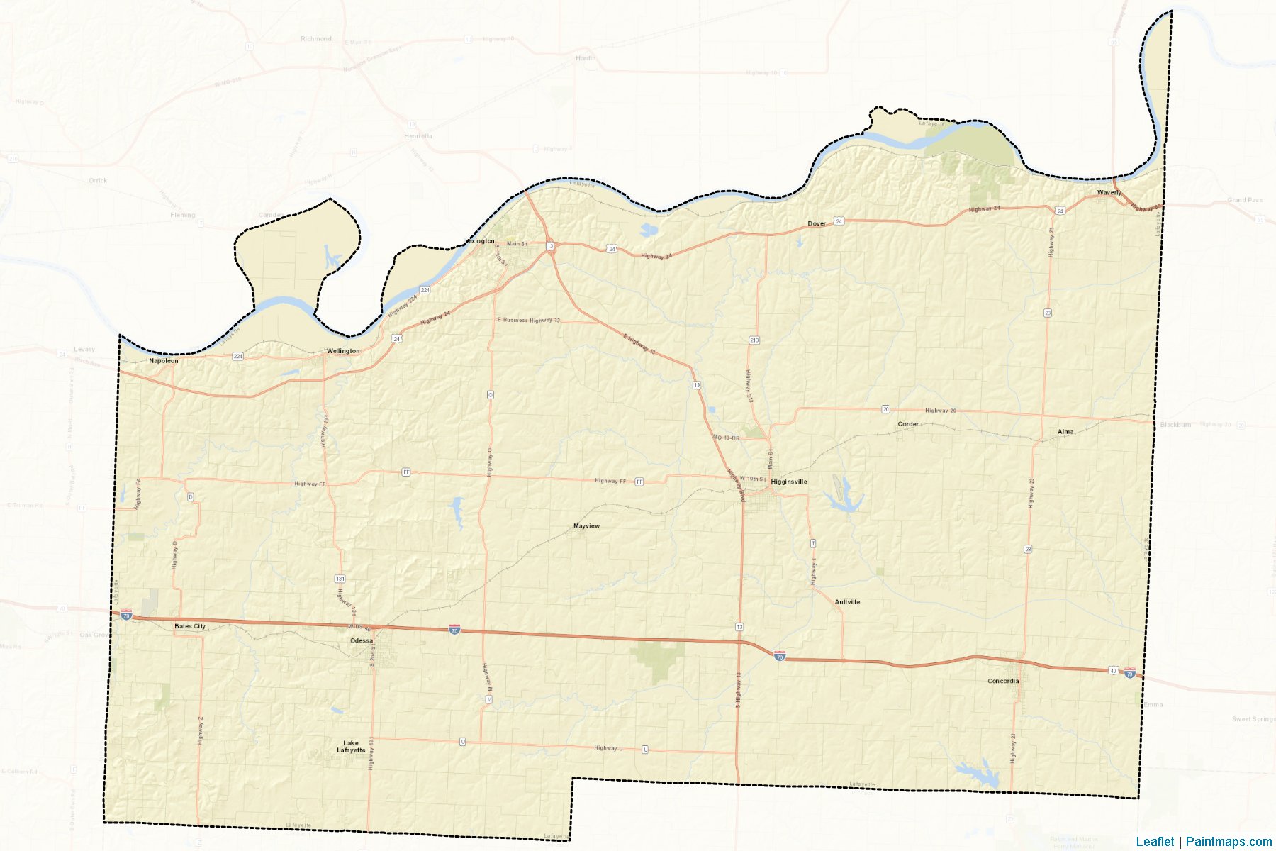 Muestras de recorte de mapas Lafayette (Missouri)-2